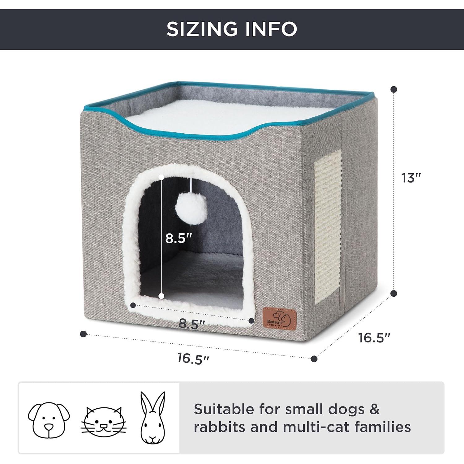 Cama para Gatos Bedsure Cubo Plegable Gris 16.5x35.6 cm