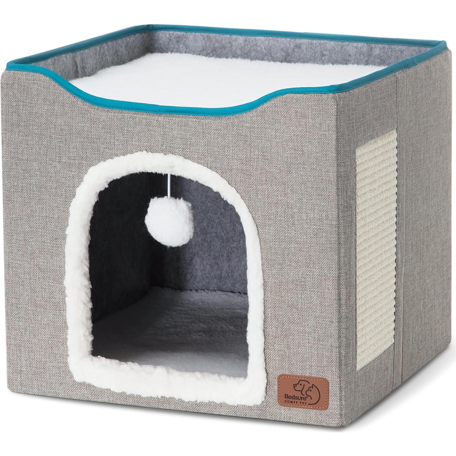 Cama para Gatos Bedsure Cubo Plegable Gris 16.5x35.6 cm