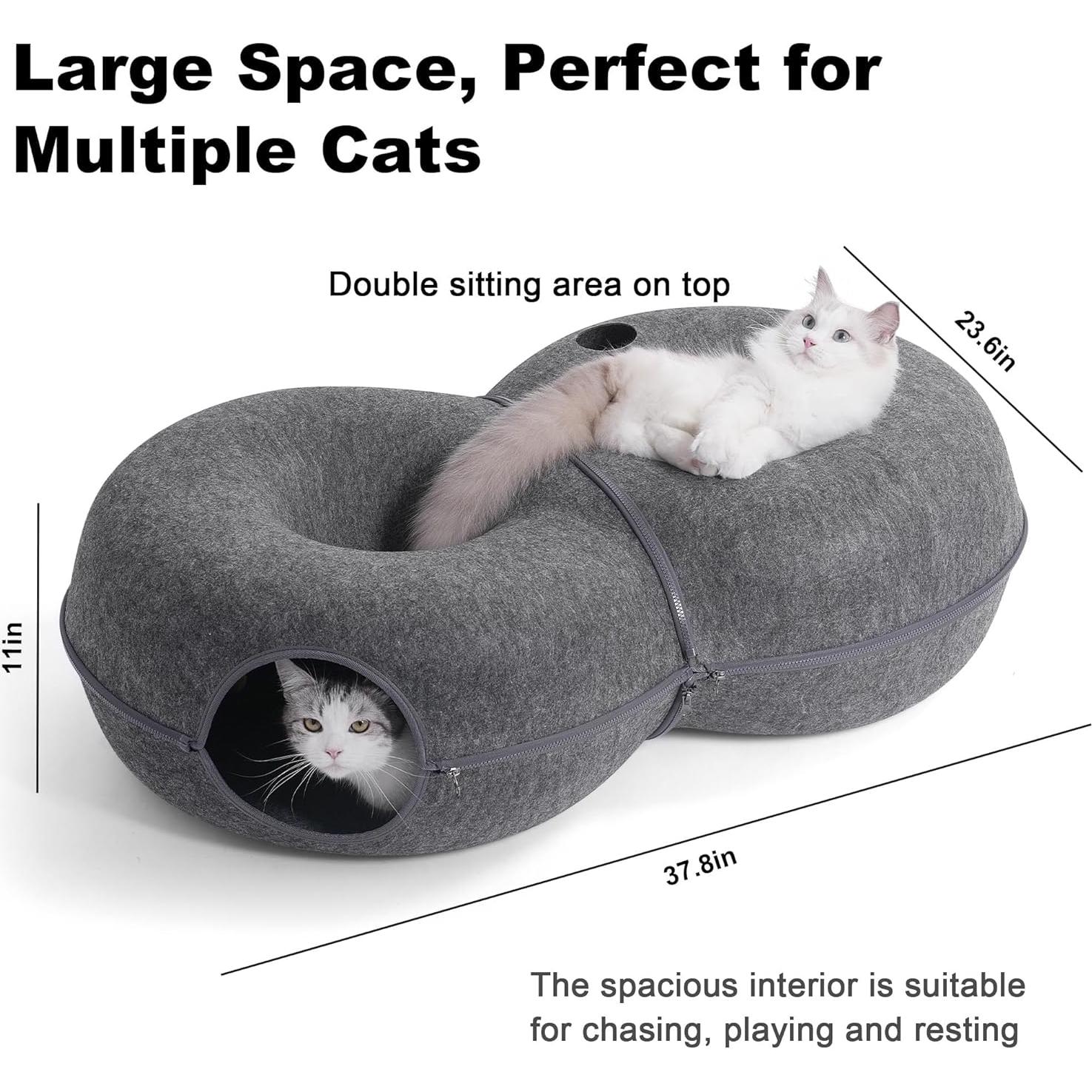 Cama túnel grande para gatos LovIntry gris oscuro L 96.5x61x27.9cm