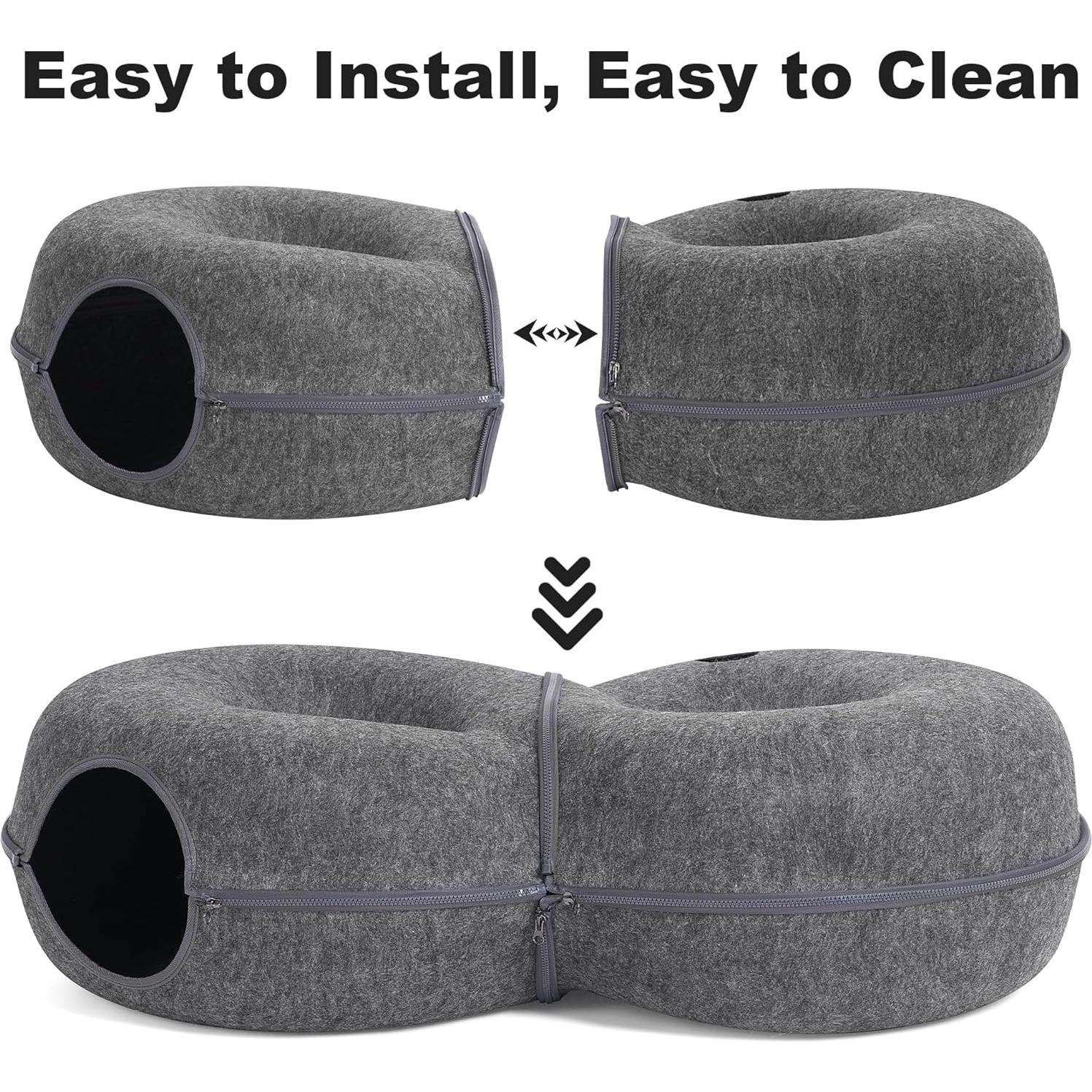 Cama túnel grande para gatos LovIntry gris oscuro L 96.5x61x27.9cm