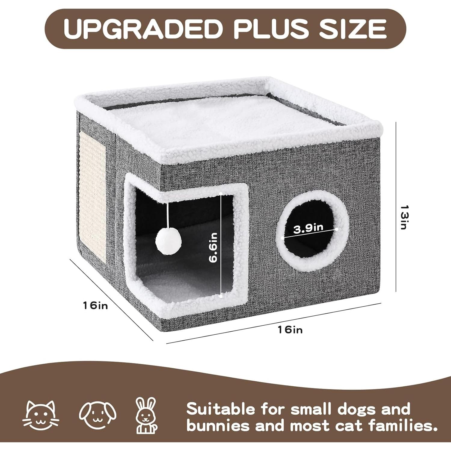 Cama para Gatos Crispenia Grande 40x40x31cm Gris con Rasguñador