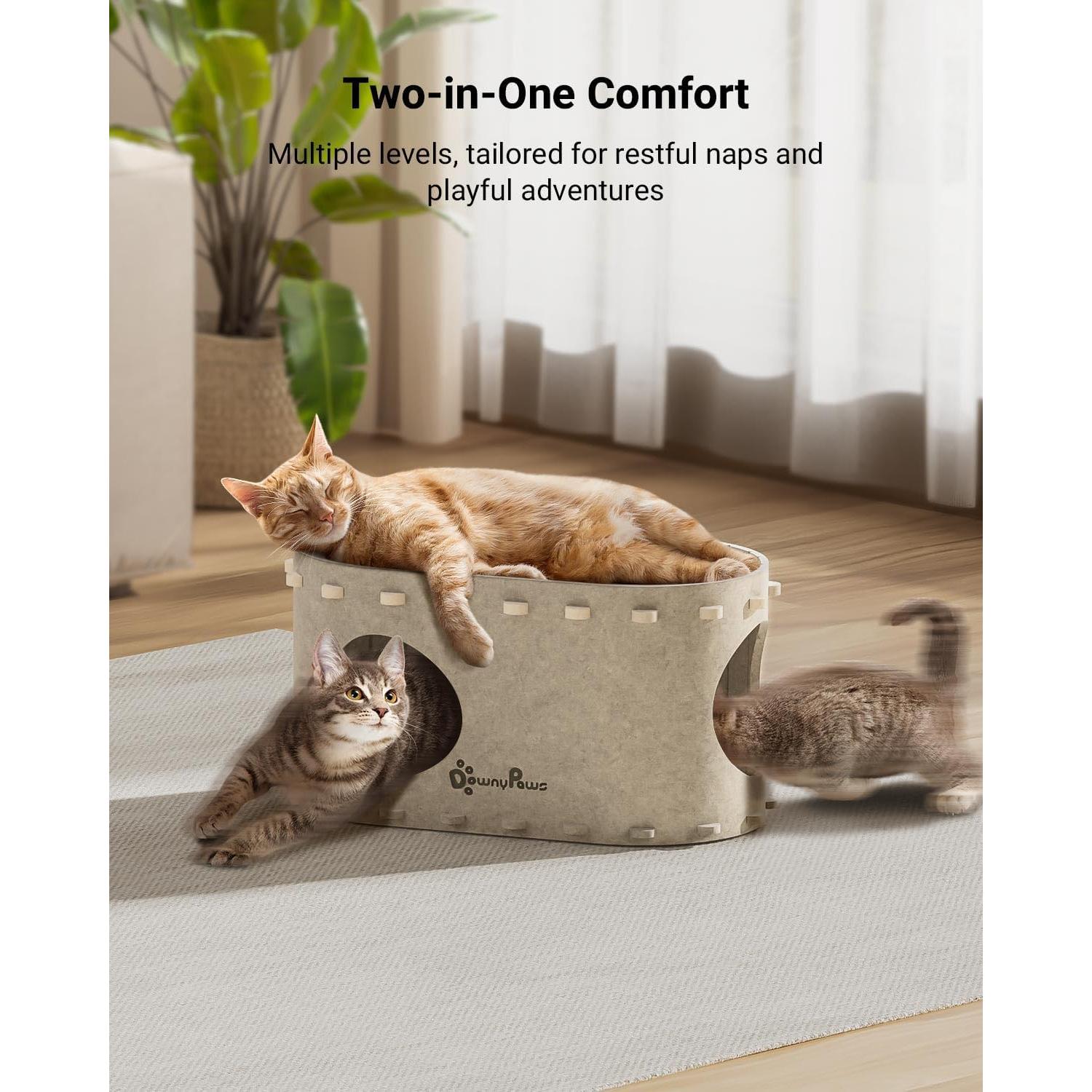 Casa para Gatos PeekaPurr DownyPaws 2 Pisos 57.9x32.8x30 cm