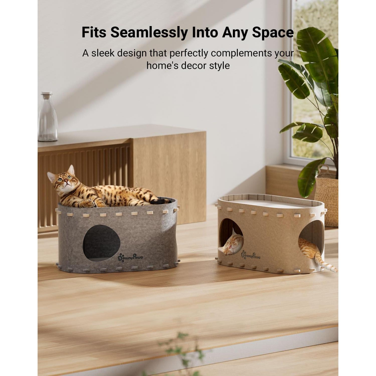 Casa para Gatos PeekaPurr DownyPaws 2 Pisos 57.9x32.8x30 cm