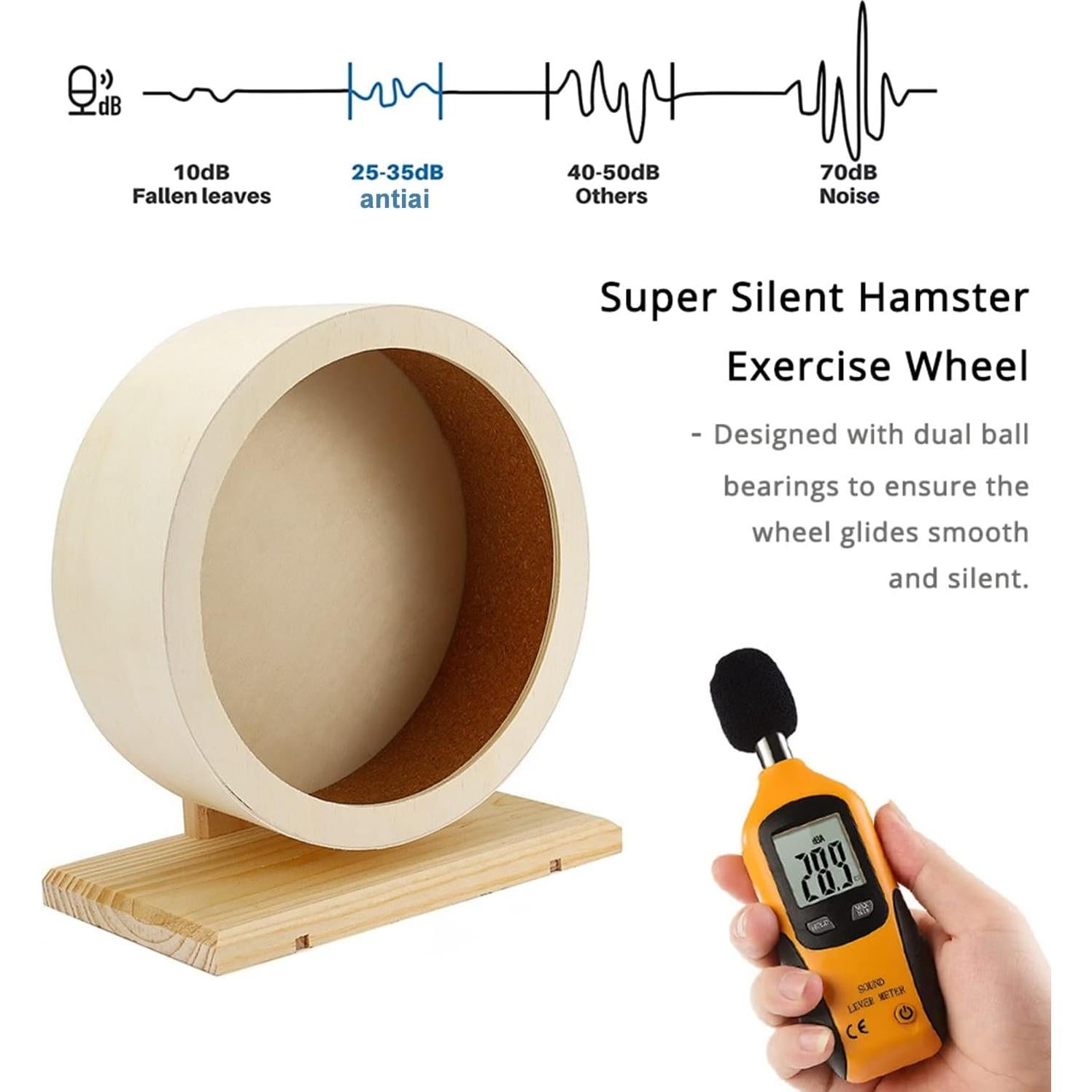 Rueda Silenciosa de Madera Antiai para Hámster S 15.5x9.5 cm
