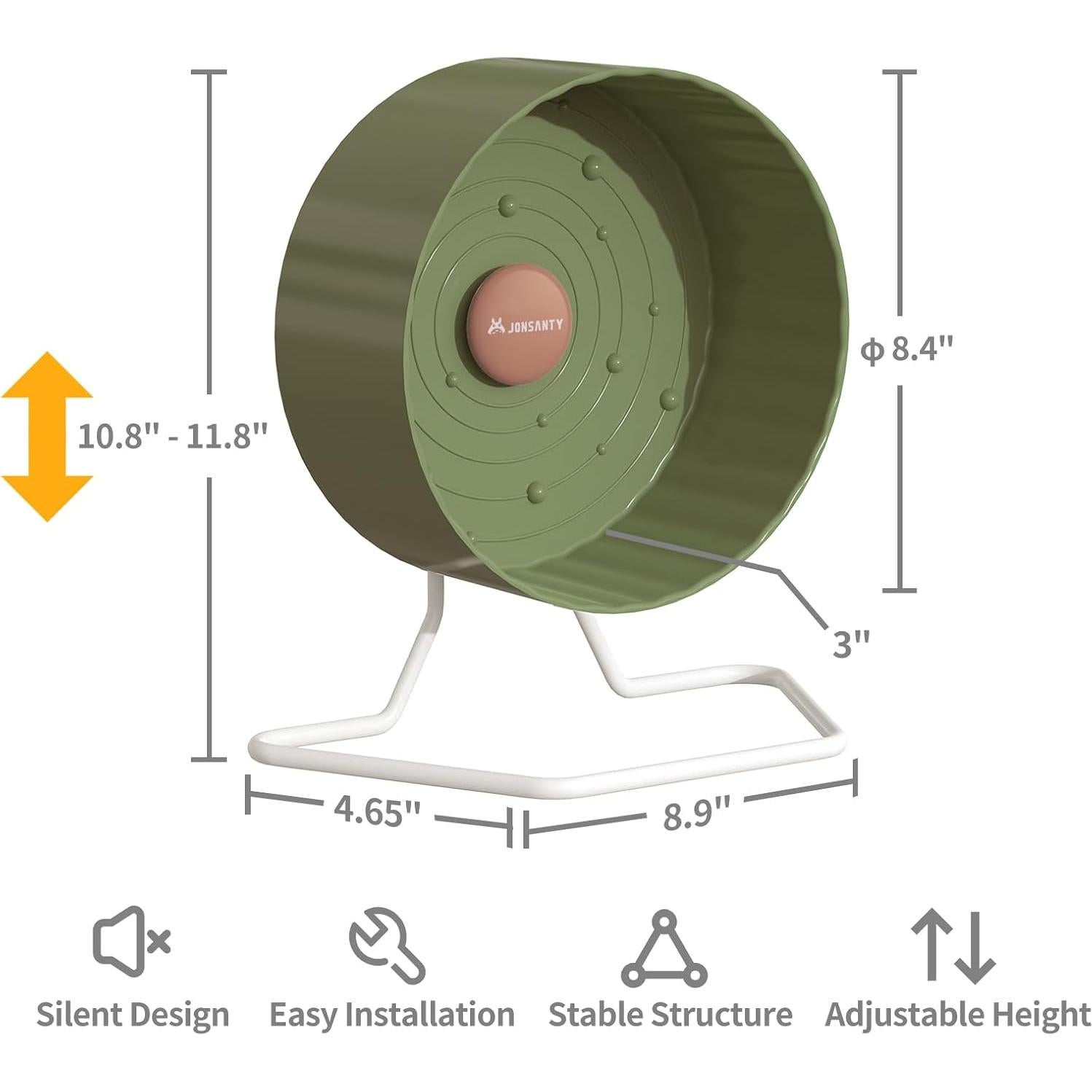 Rueda de Hámster Silenciosa JONSANTY 21.5 cm Verde Antideslizante