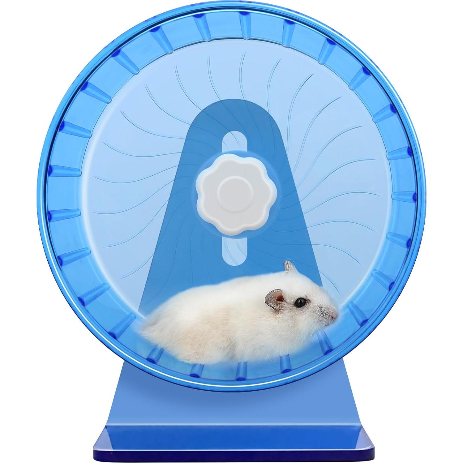 Rueda de Hámster Silenciosa TieLishor 14 cm Azul con Soporte Ajustable