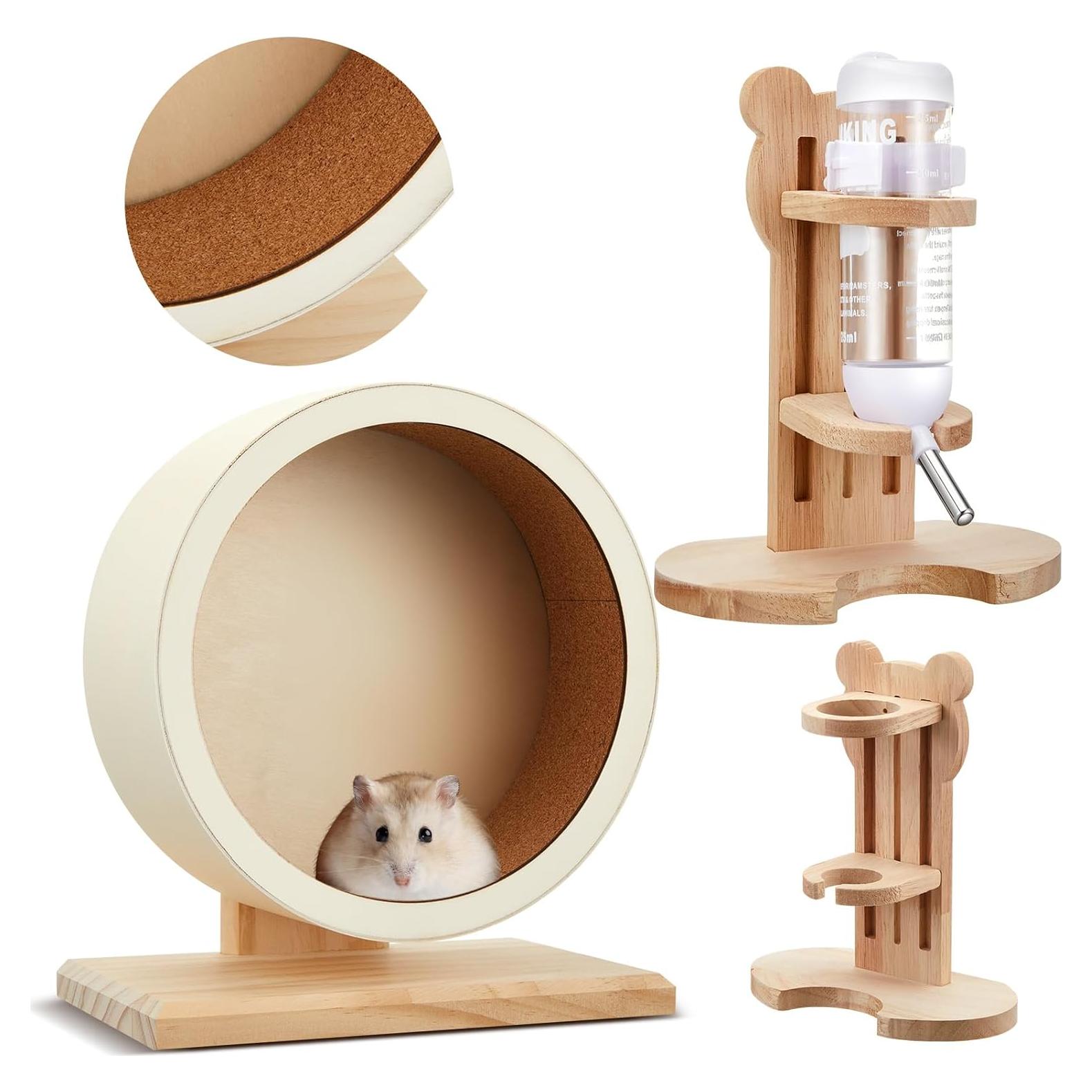 Juego de Rueda Silenciosa y Botella de Agua para Hámster
