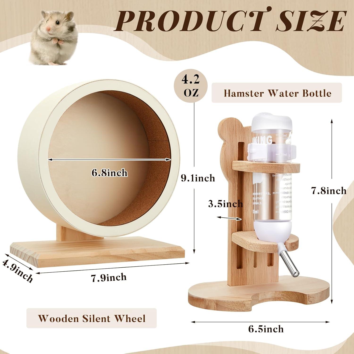 Juego de Rueda Silenciosa y Botella de Agua para Hámster