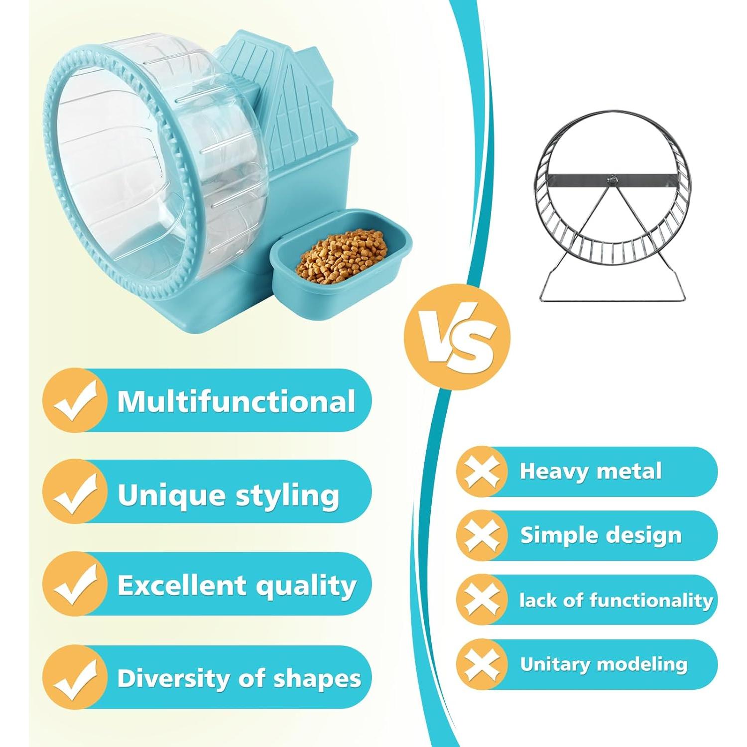 Rueda de Hámster Silenciosa 4 en 1 Nature Ann 16 cm Azul