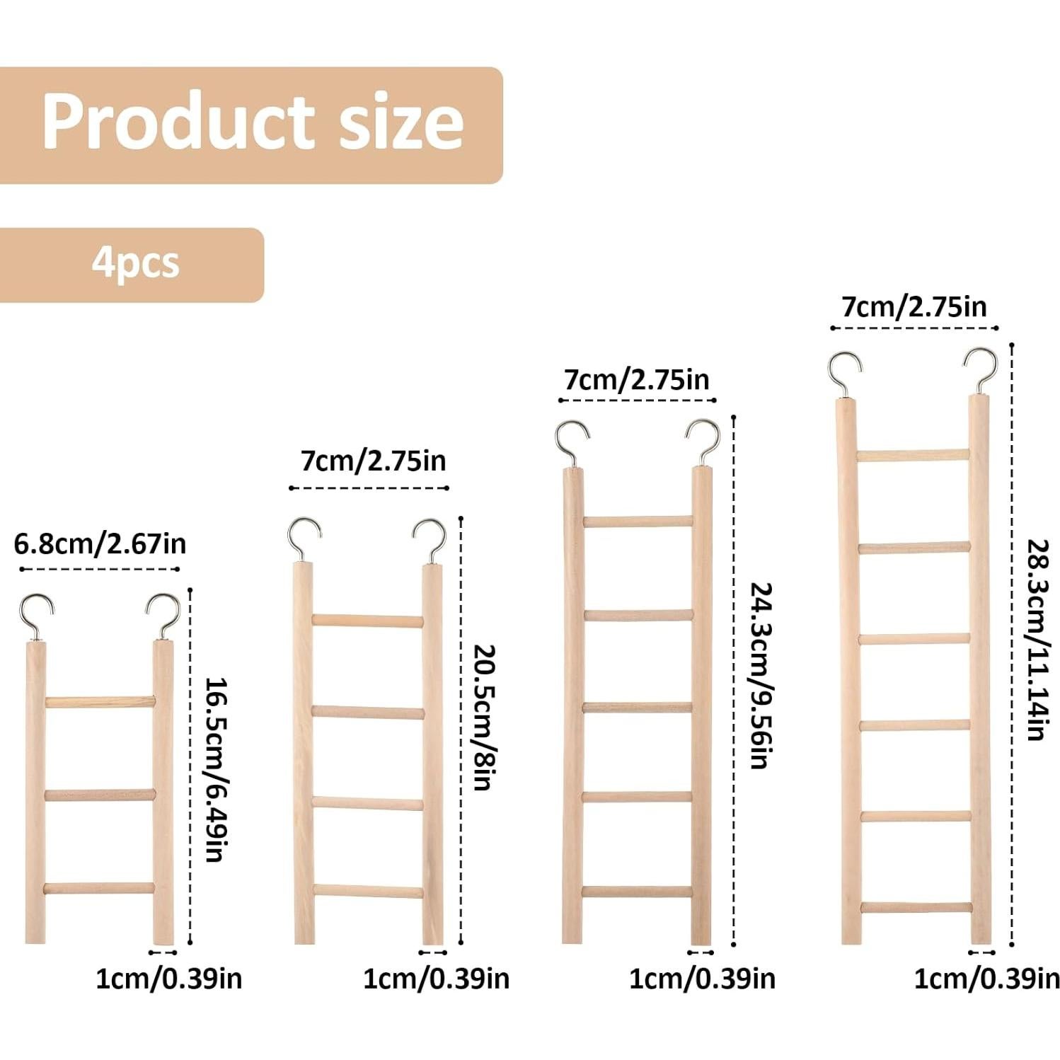 Escaleras de Madera para Aves EupHHonycs - 4 Piezas