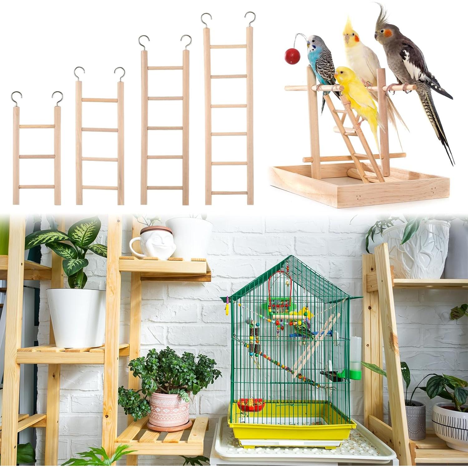 Escaleras de Madera para Aves EupHHonycs - 4 Piezas