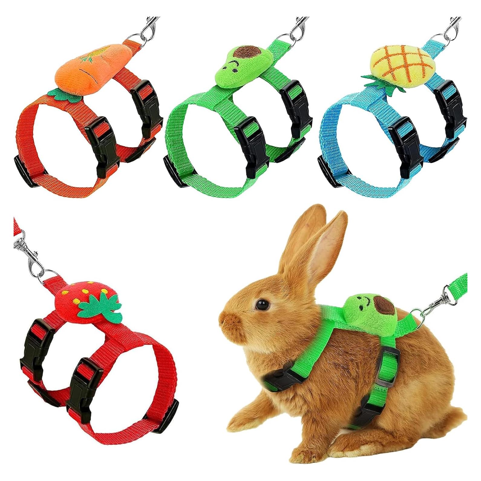 4 Conjuntos de Arnés y Correa Ajustable ZYU5 para Conejos