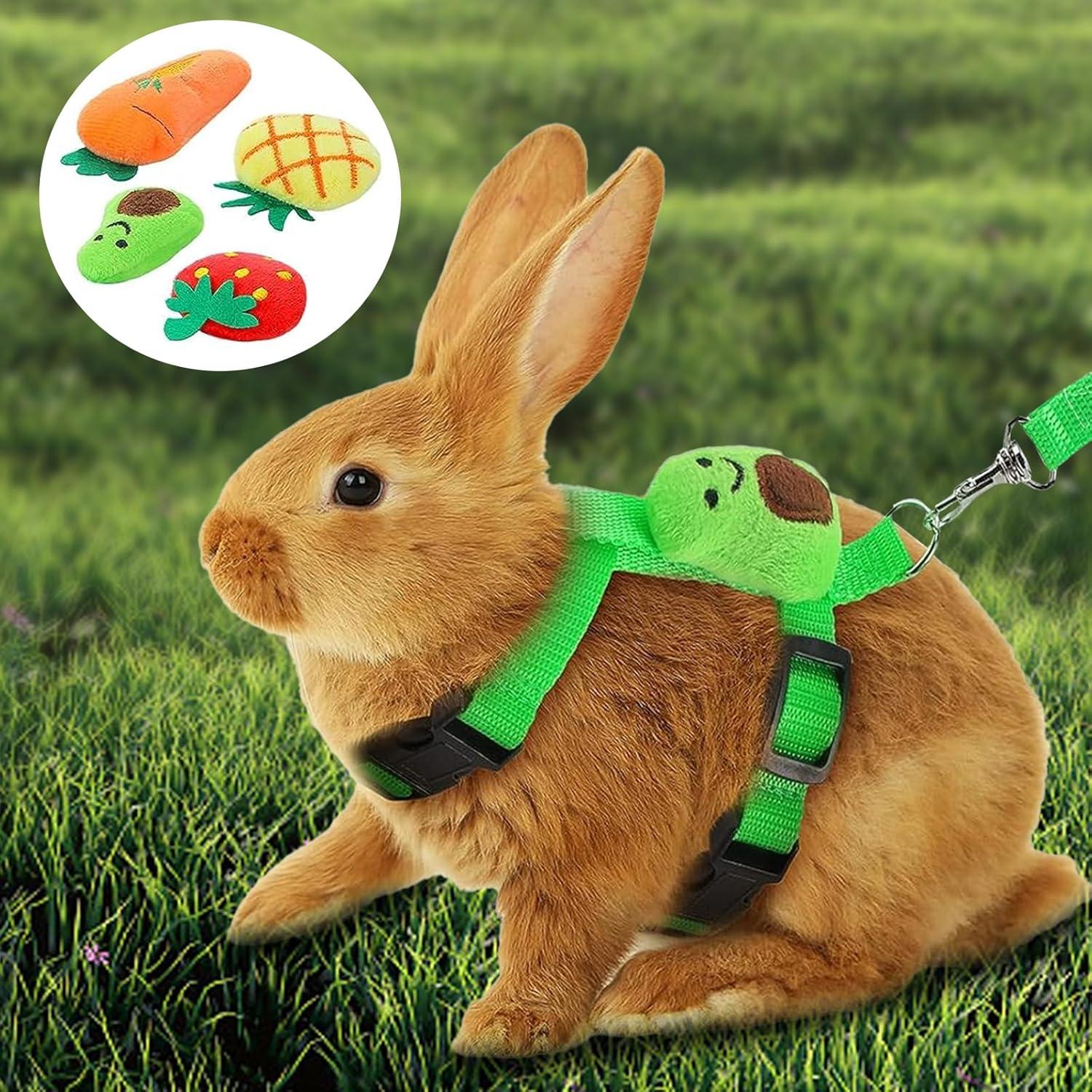 4 Conjuntos de Arnés y Correa Ajustable ZYU5 para Conejos