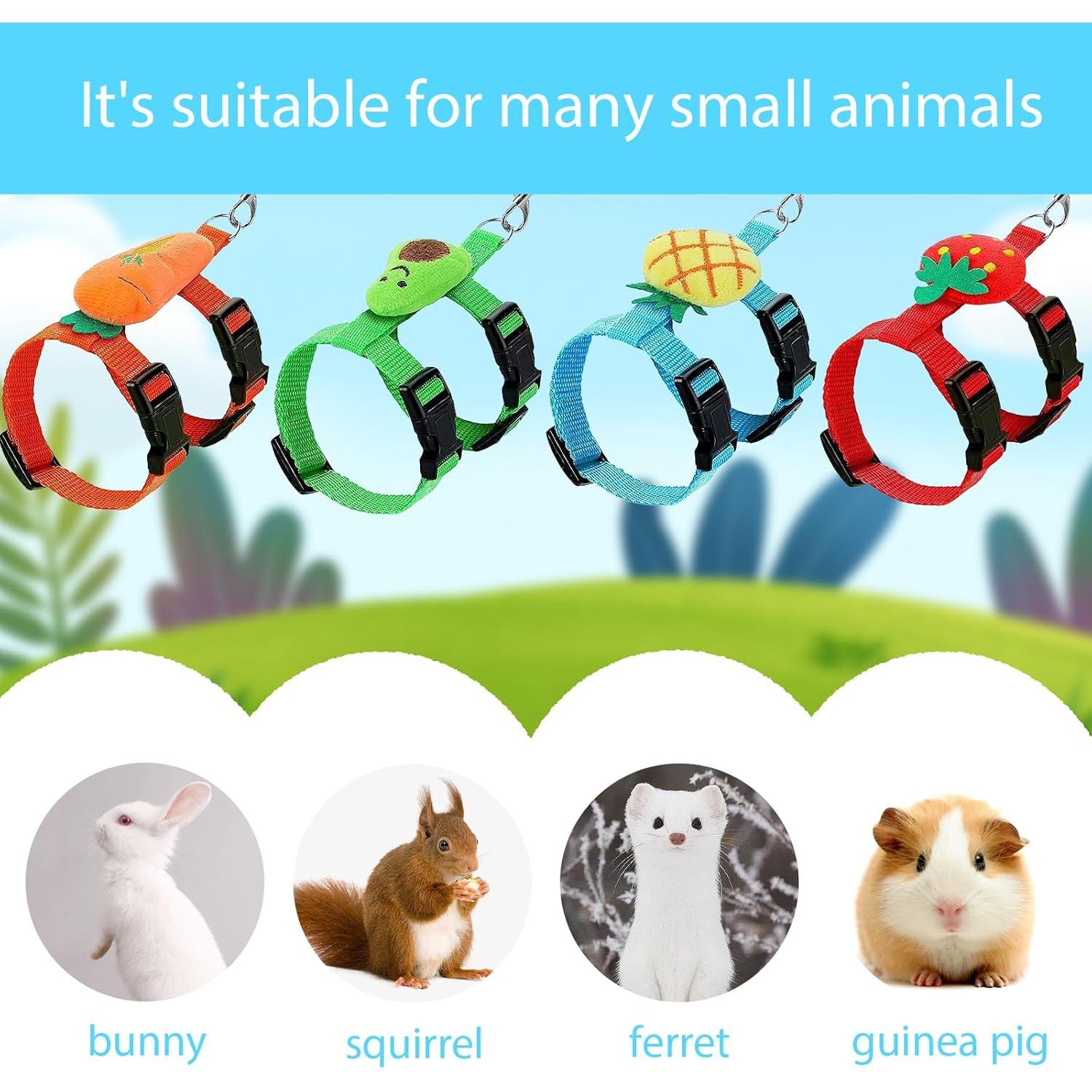 4 Conjuntos de Arnés y Correa Ajustable ZYU5 para Conejos