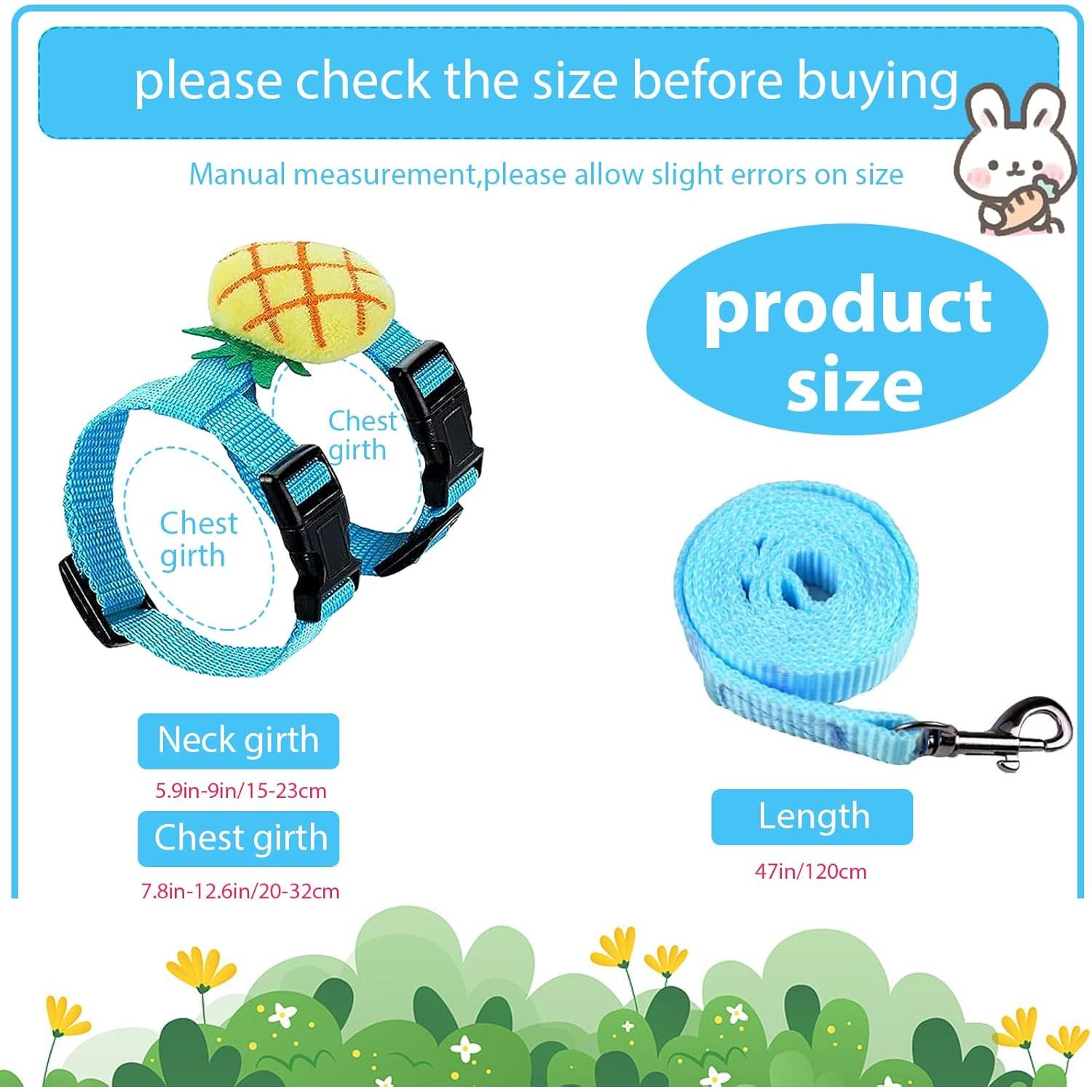 4 Conjuntos de Arnés y Correa Ajustable ZYU5 para Conejos