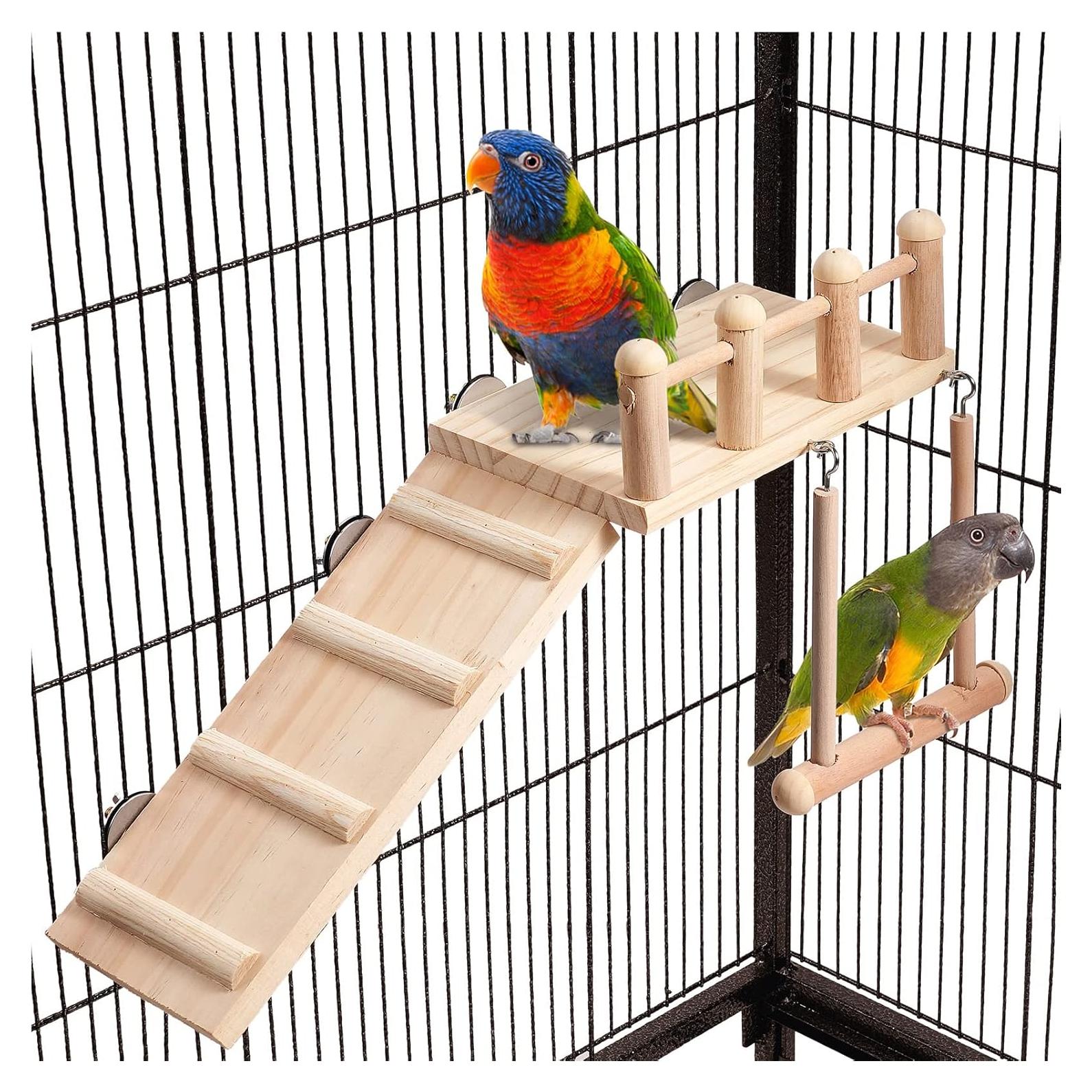 Gimnasio de Juego para Aves FrgKbTm con Escalera y Columpio