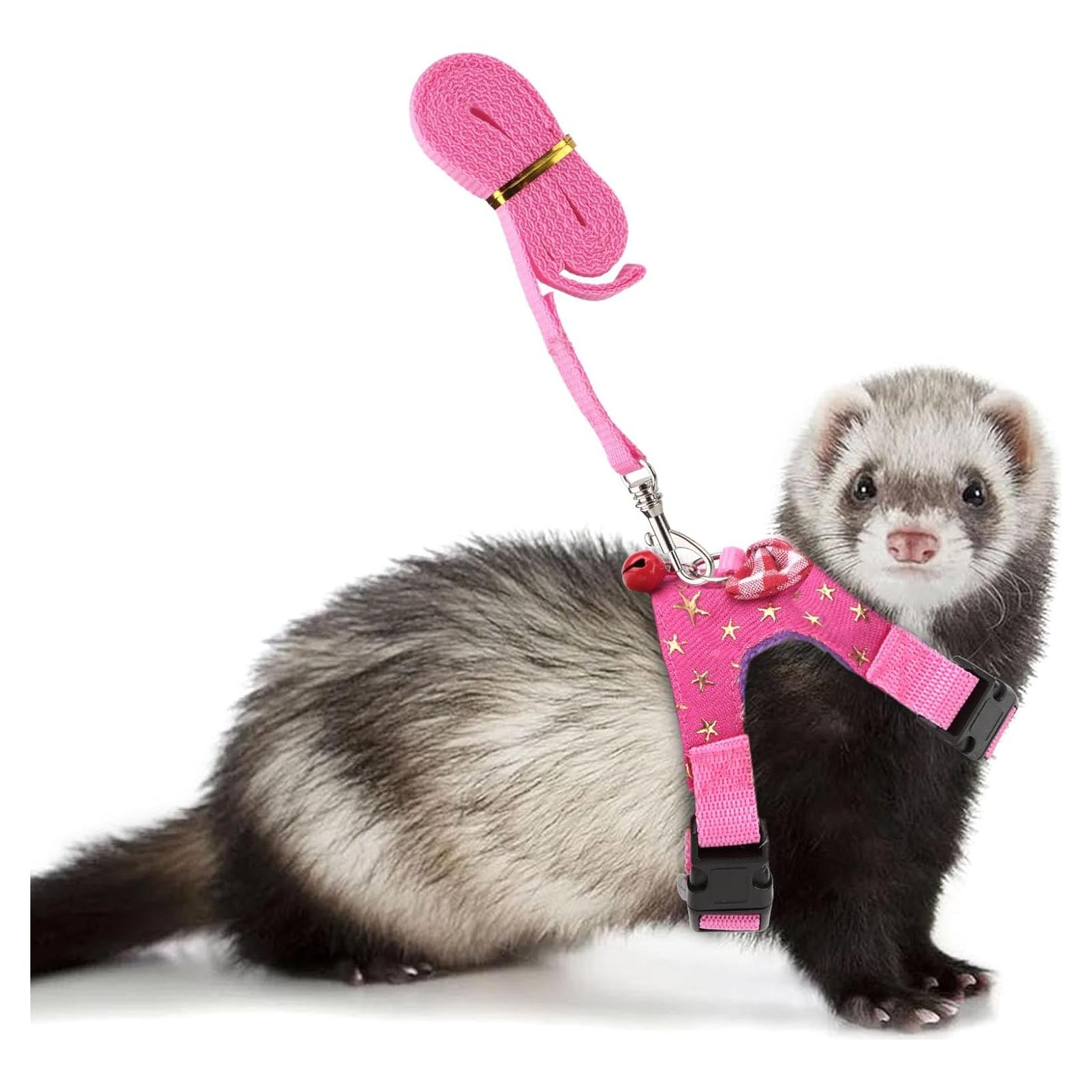 Conjunto Arnés y Correa para Mascotas Pequeñas Wontee S Estrella Rosa