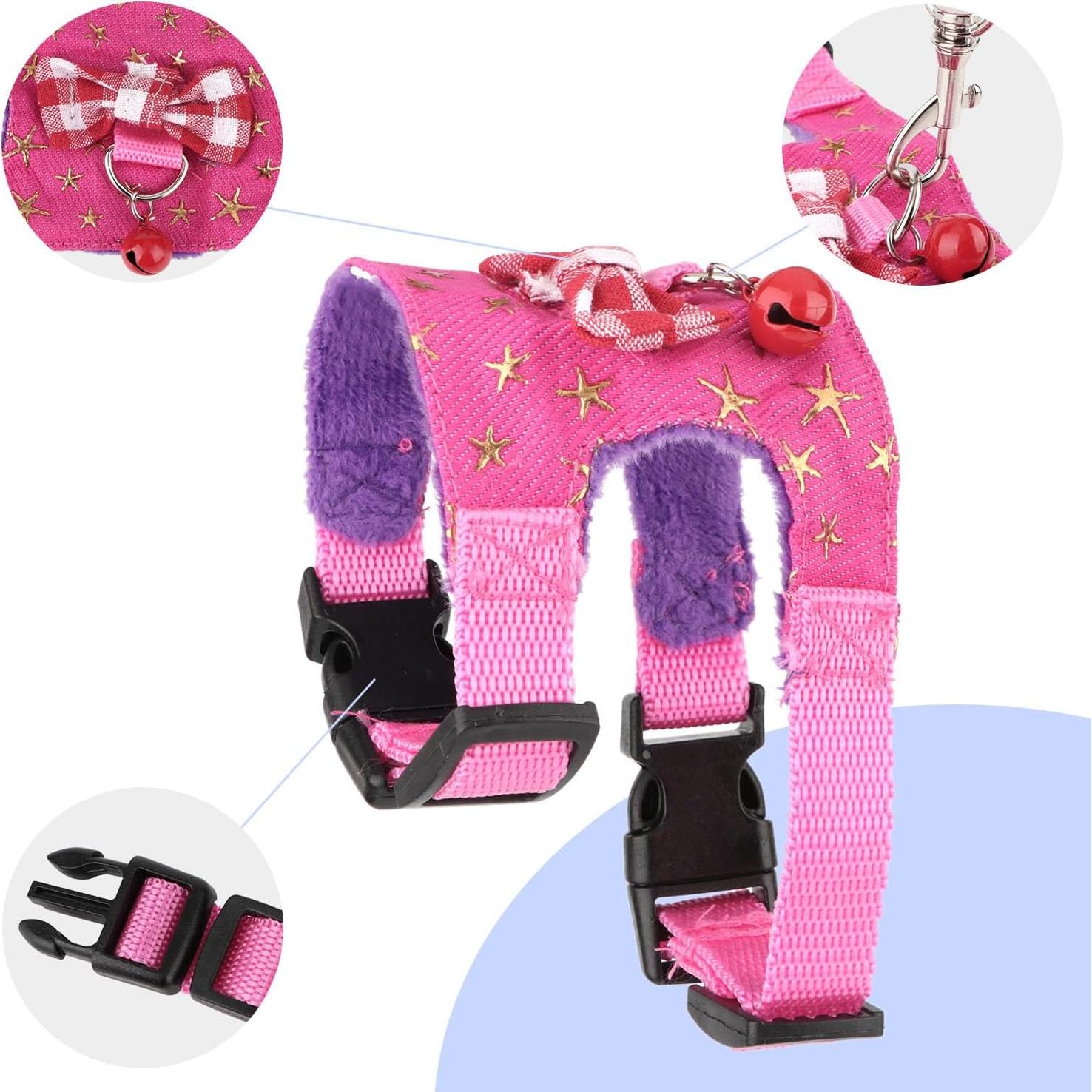 Conjunto Arnés y Correa para Mascotas Pequeñas Wontee S Estrella Rosa