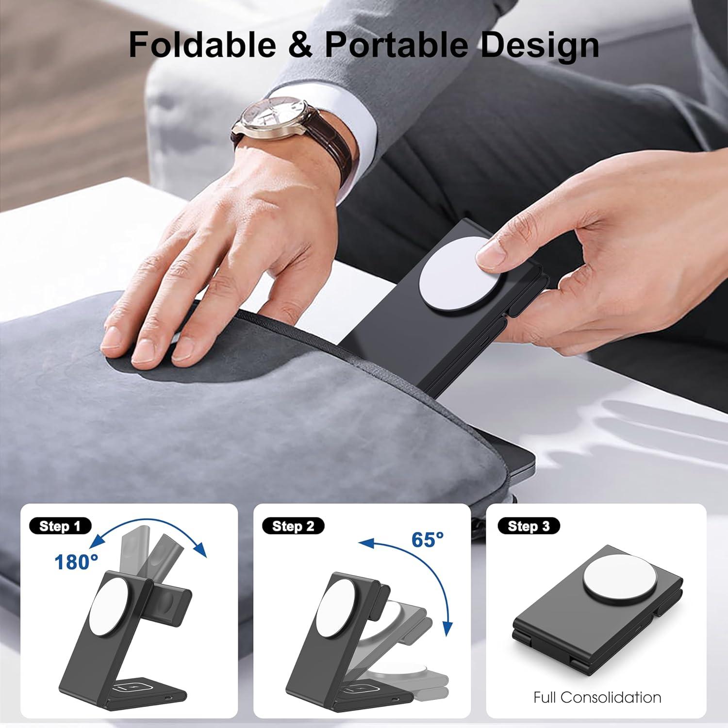 Estación de Carga Inalámbrica 3 en 1 CUCICU para iPhone 16/15/14