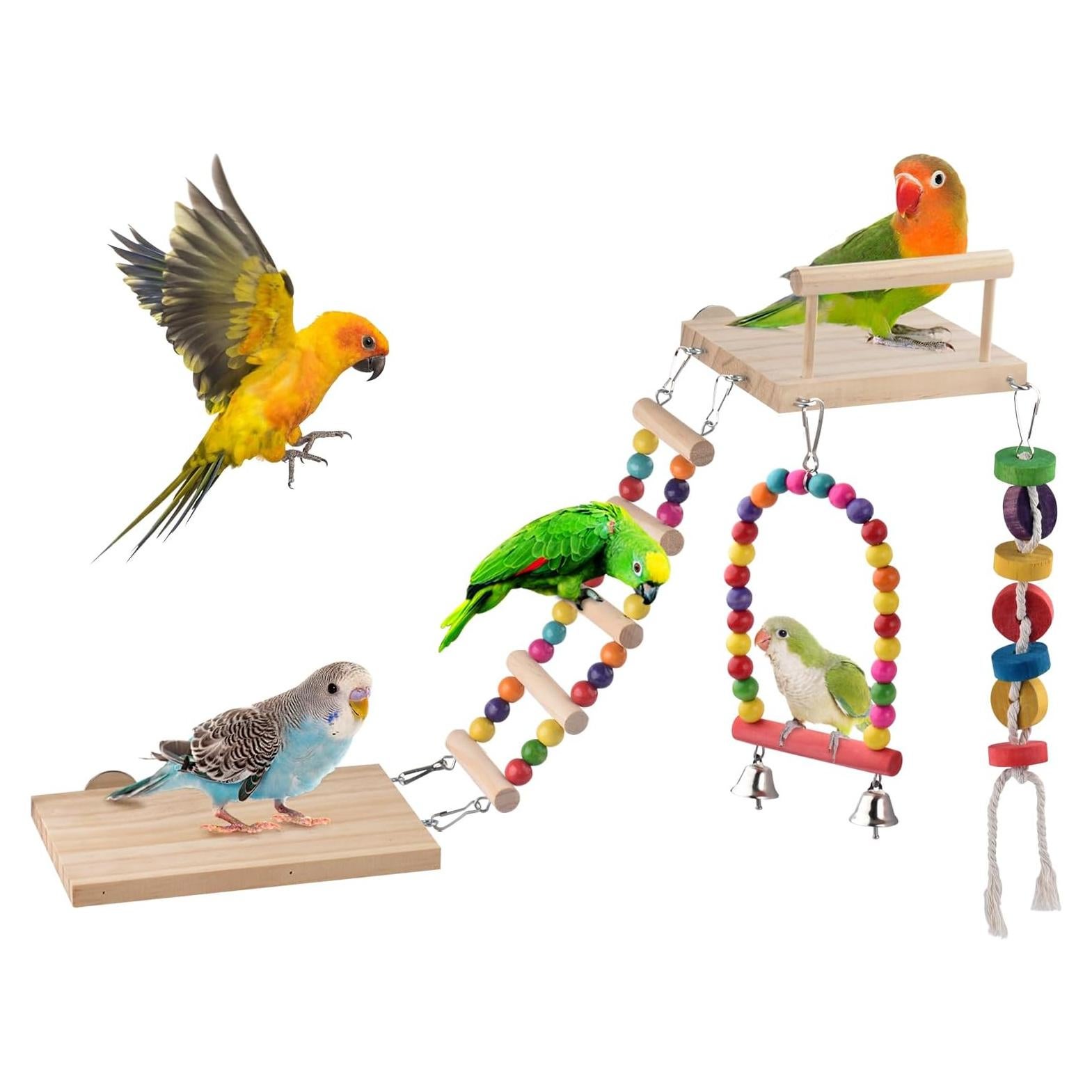 Juguete para Aves DBNESS 5 en 1 - Columpio y Escalera