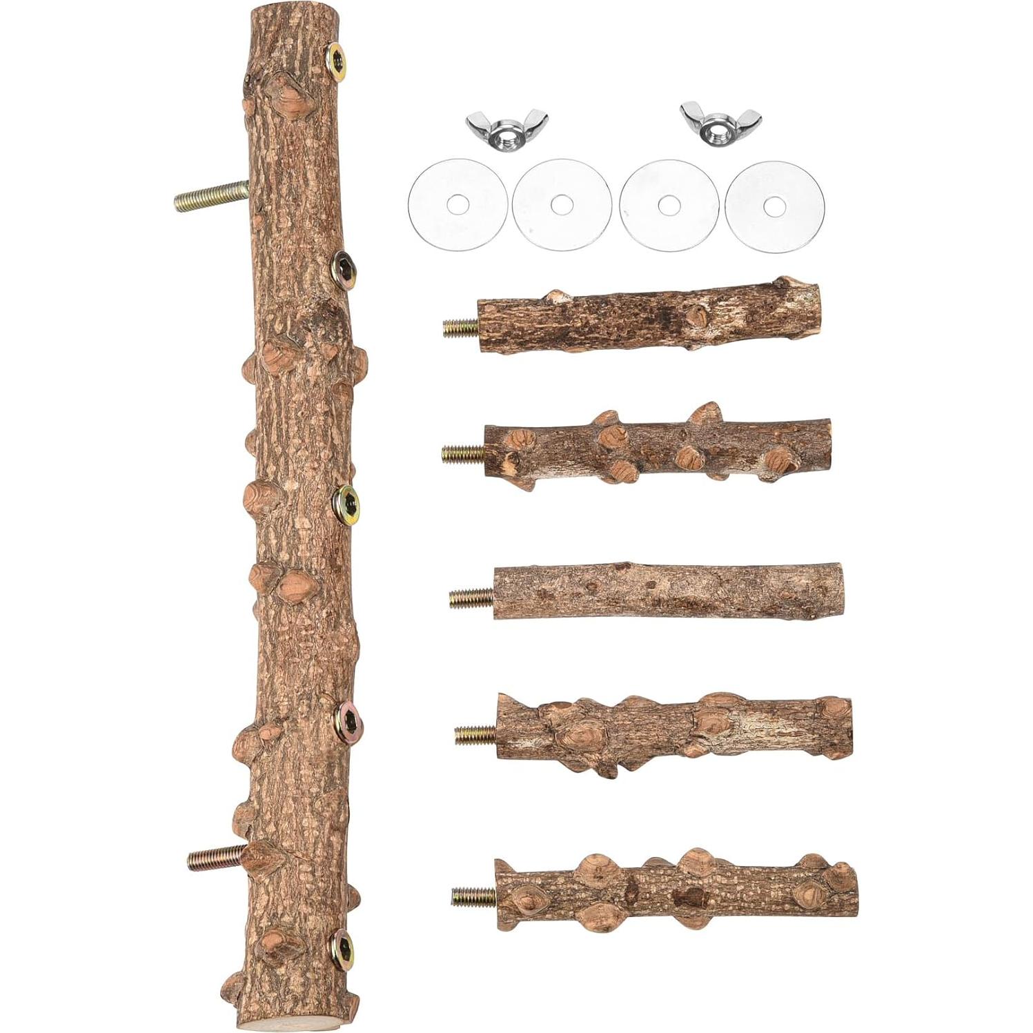 Escalera de Madera Natural para Aves Mogoko 30x10 cm