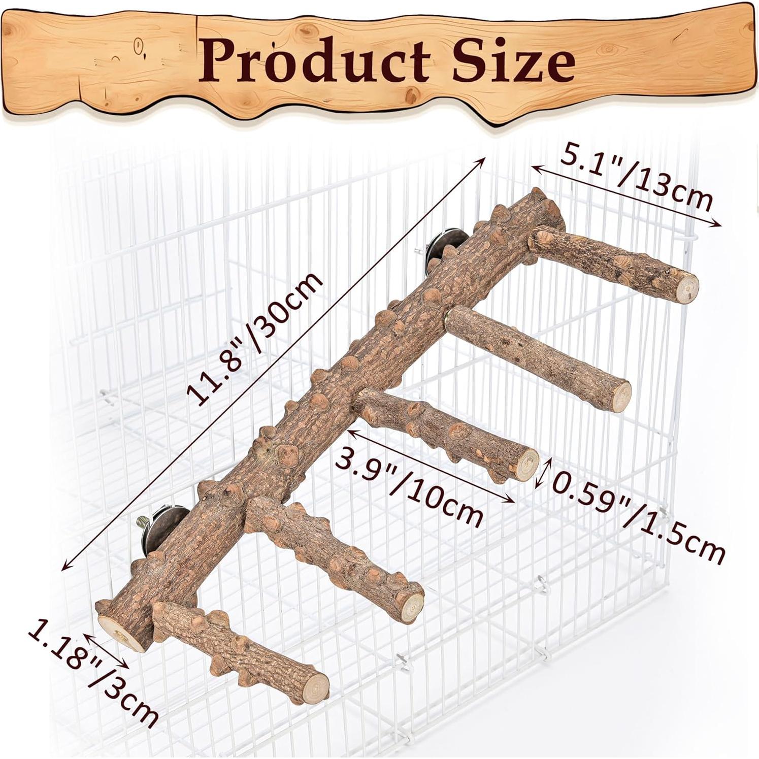 Escalera de Madera Natural para Aves Mogoko 30x10 cm