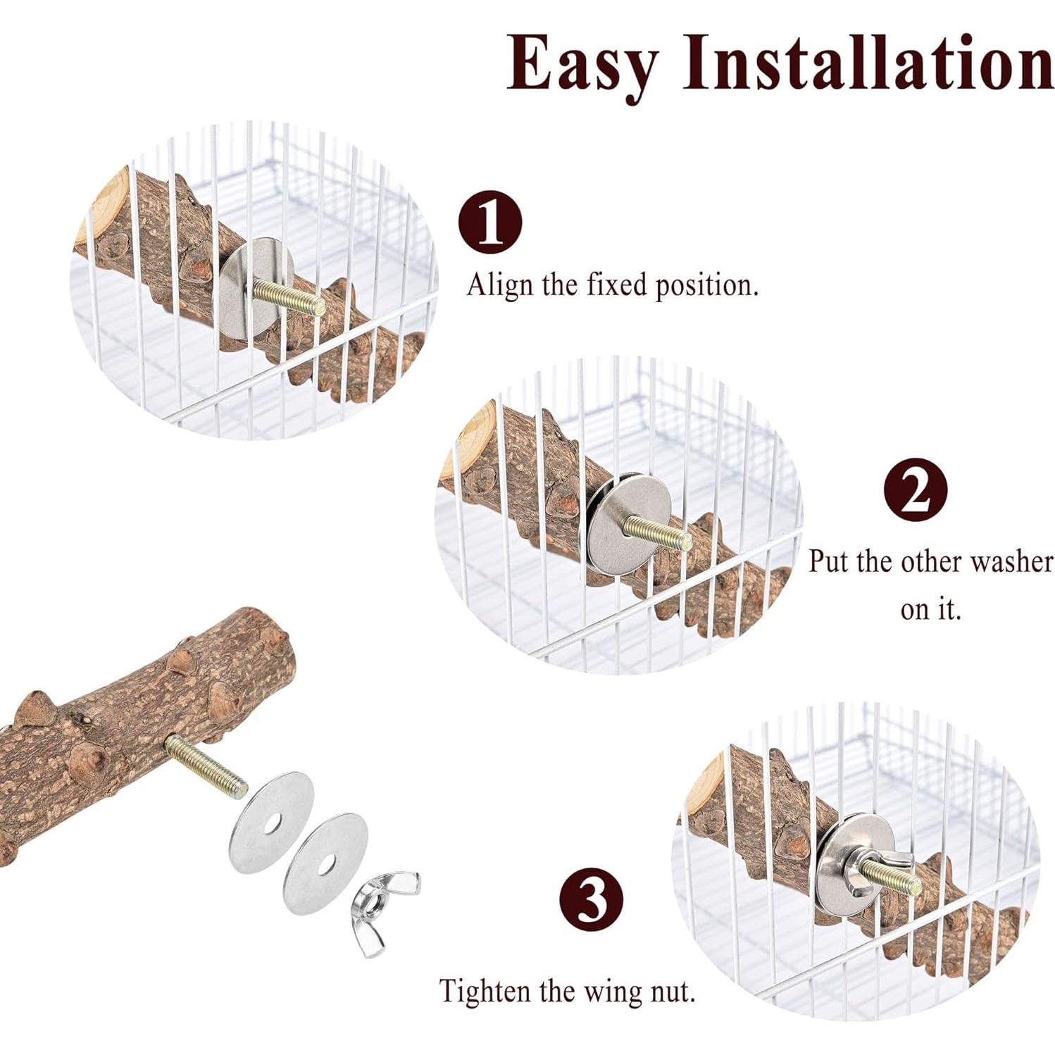 Escalera de Madera Natural para Aves Mogoko 30x10 cm