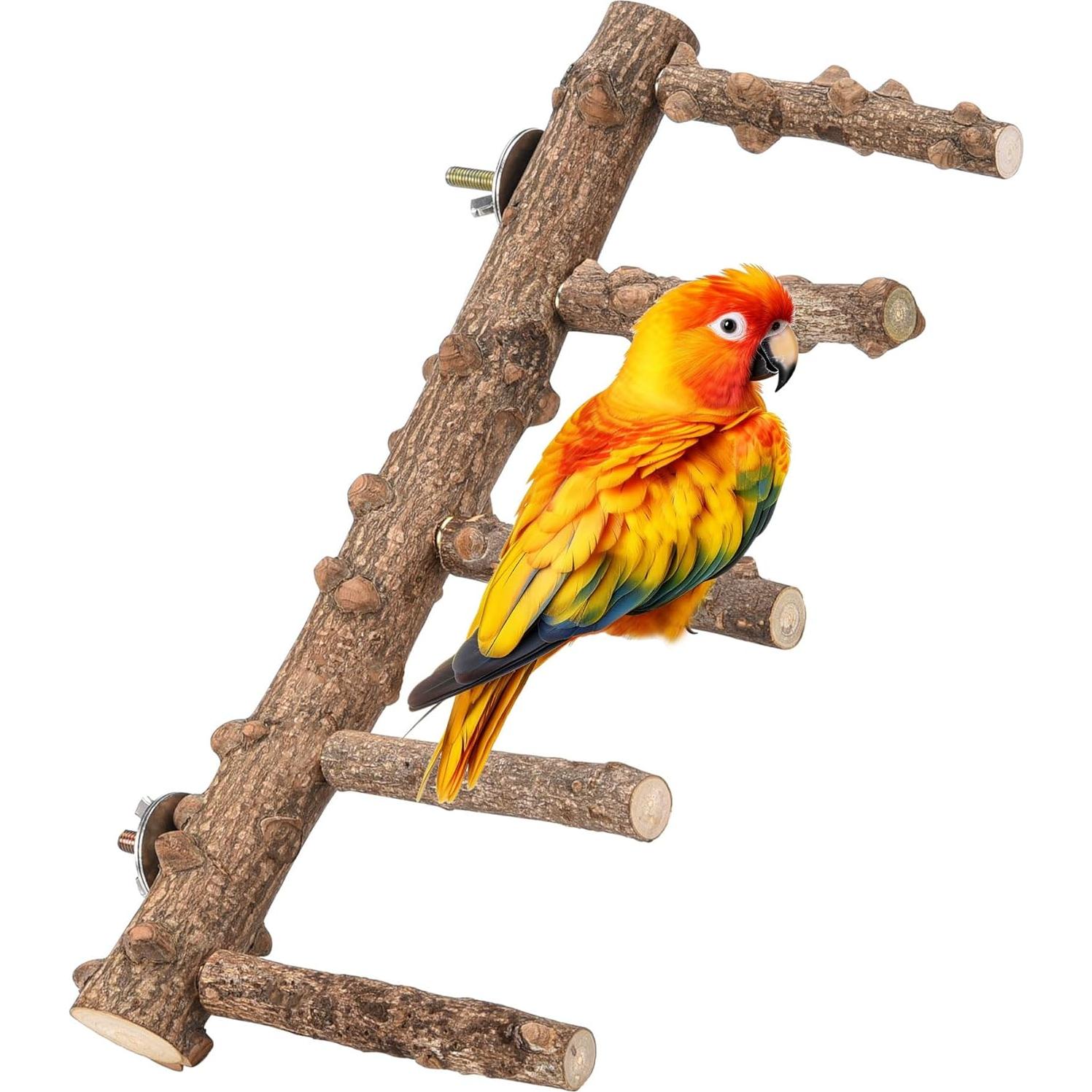 Escalera de Madera Natural para Aves Mogoko 30x10 cm