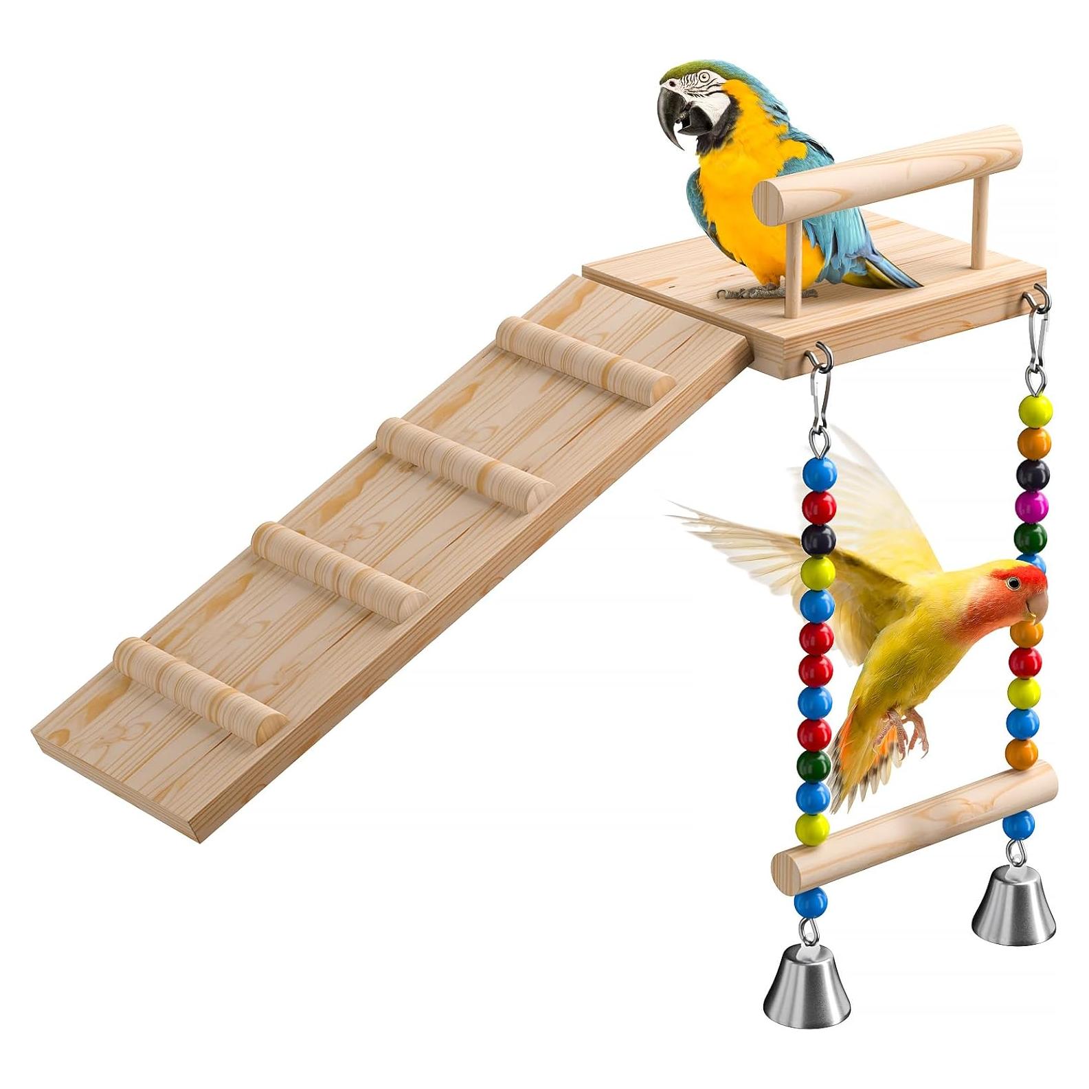 Parque Infantil para Aves LOPERDEVE con Escalera y Columpio