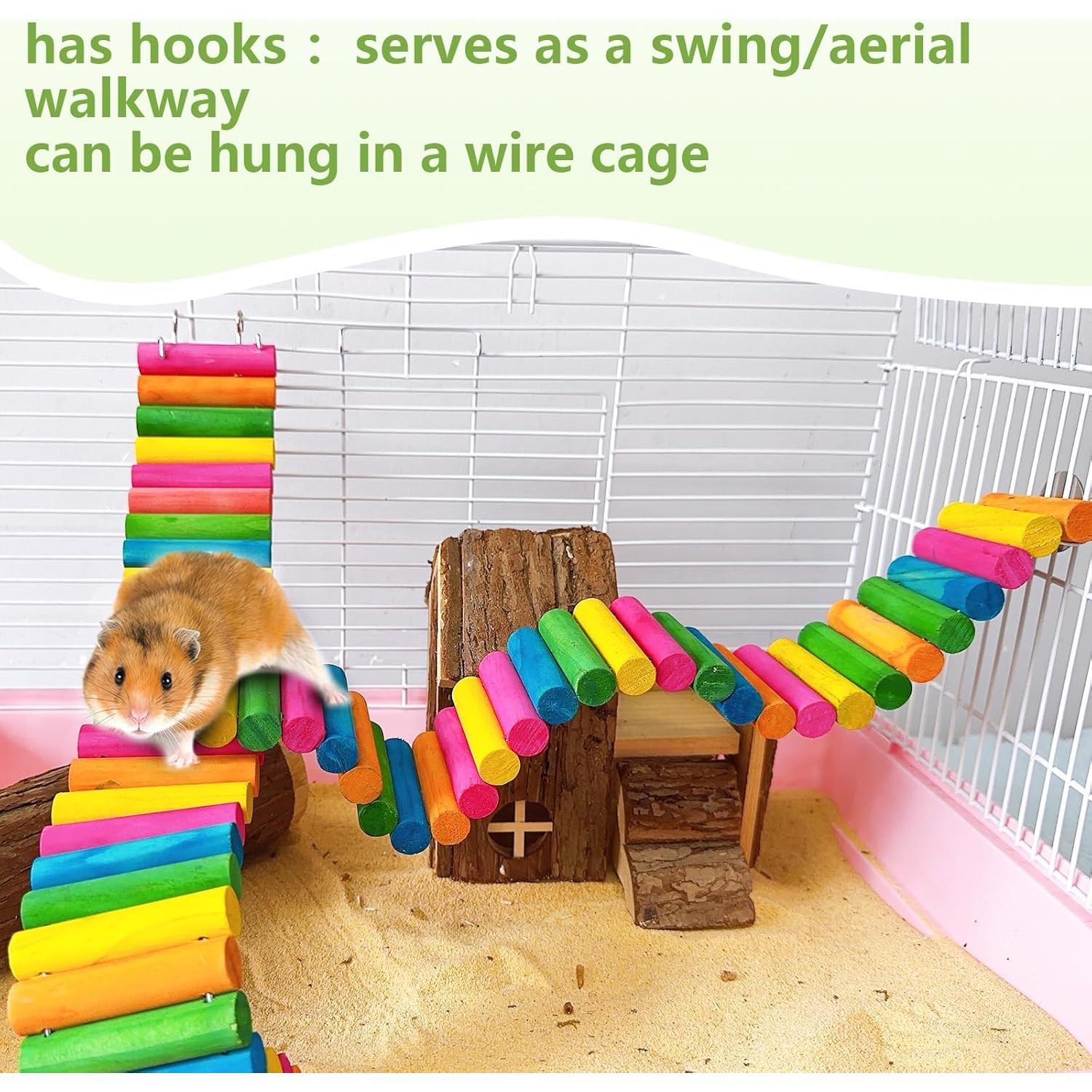 Puente Colorido de Madera Hamiledyi para Hámster 2 Piezas