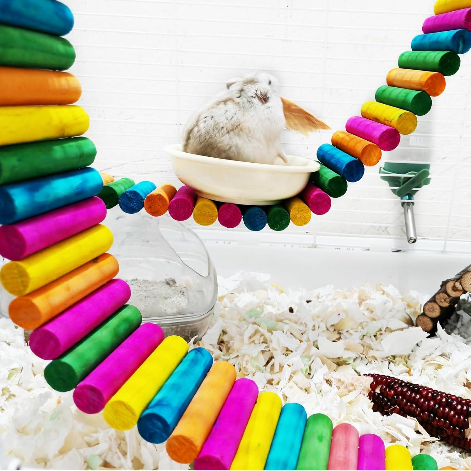 Puente Colorido de Madera Hamiledyi para Hámster 2 Piezas