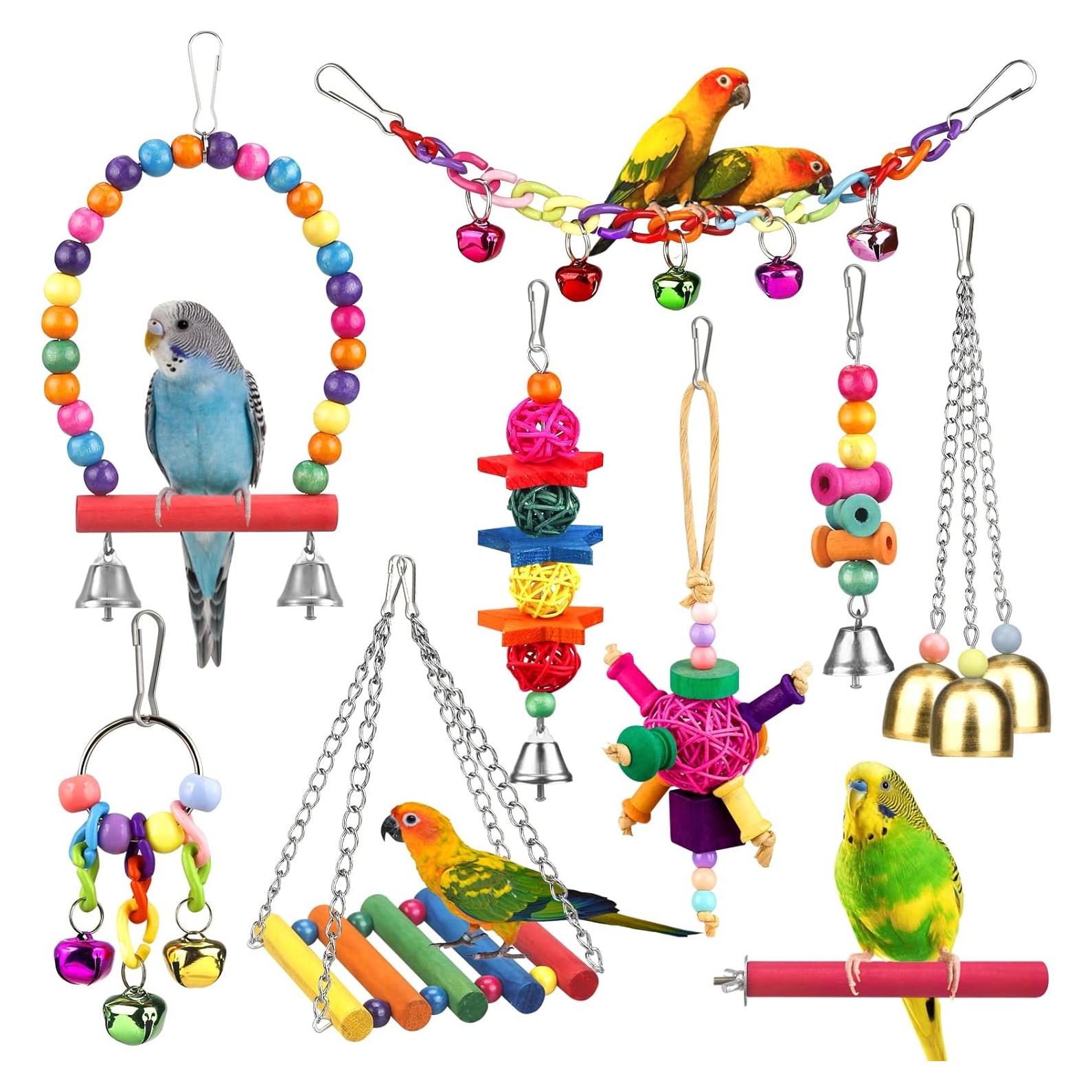 Juguetes para Aves YIXUND - 9 Piezas Coloridas para Conures