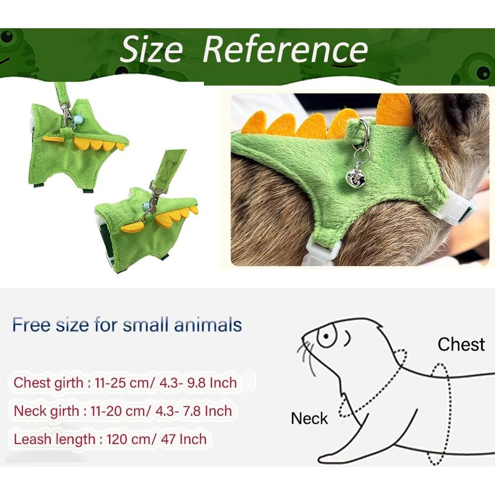 Arnés y Correa para Hurones Anelekor Dinosaurio Verde