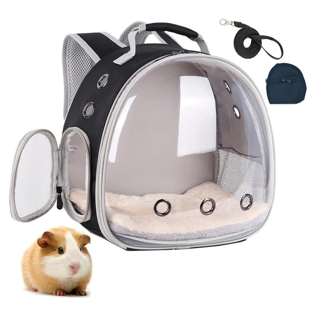 Mochila portátil para mascotas LAIRIES con bolsa y correa negra