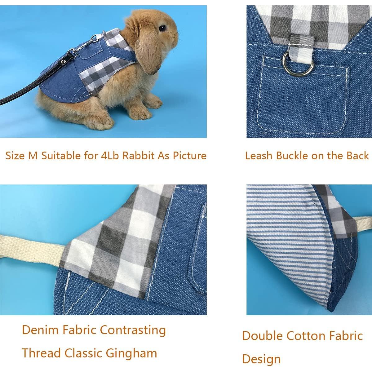 Arnés y Correa para Conejo Vehomy Denim Azul y Cuadros