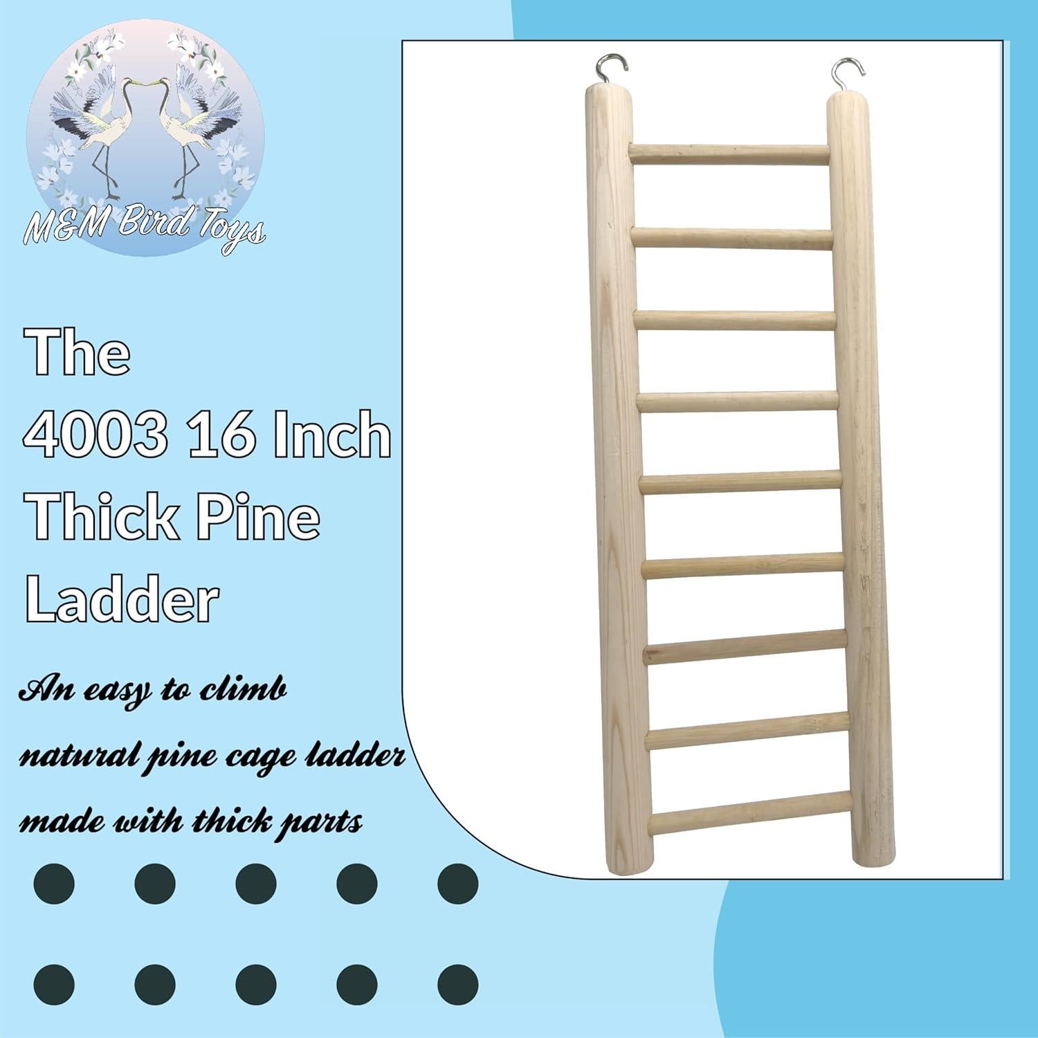 Escalera Gruesa de Madera de Pino 40.64 cm M&M Bird Toys