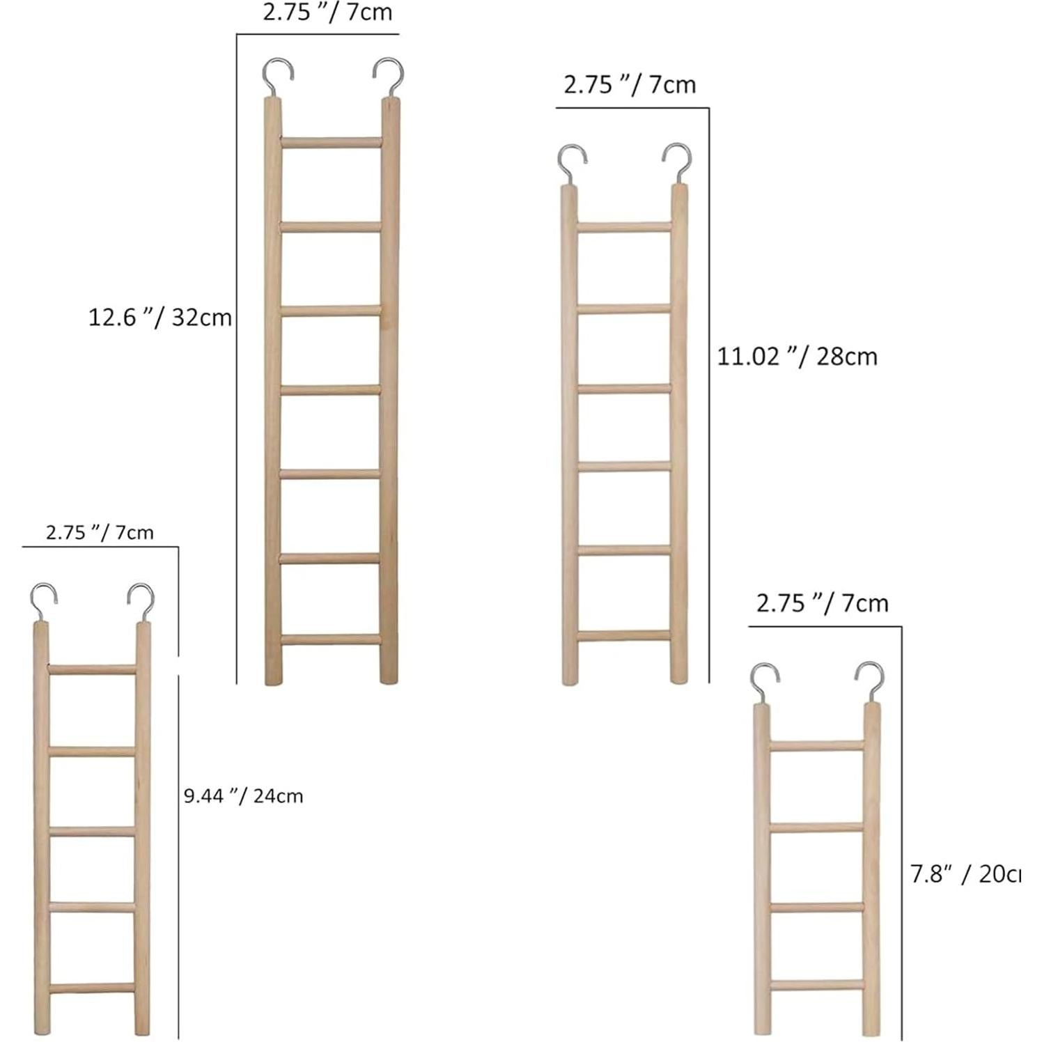 Escalera de Madera para Aves LWINGFLYER - 4 Piezas 25.4 cm