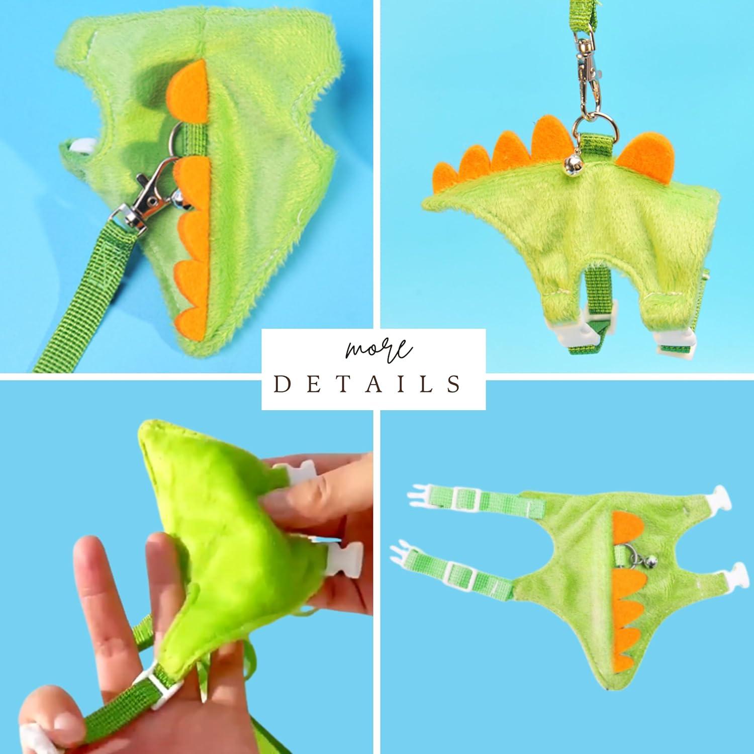 Correa y Arnés para Erizos Homedy Verde - Diseño Dinosaurio