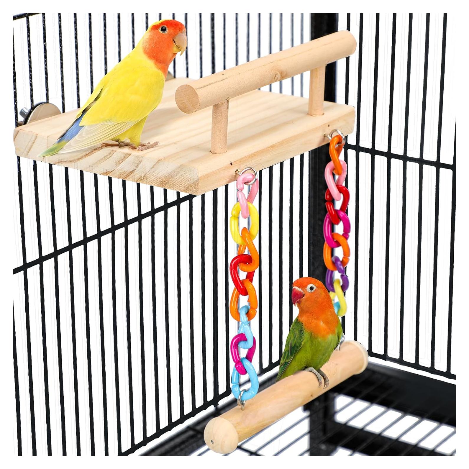 Gimnasio de Juego para Aves FrgKbTm - Plataforma de Madera 30x35 cm