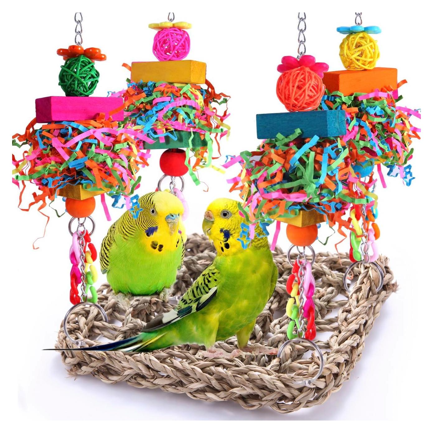 Juguete para Aves BBjinronjy Columpio Tejido Hierba Marina 17 cm