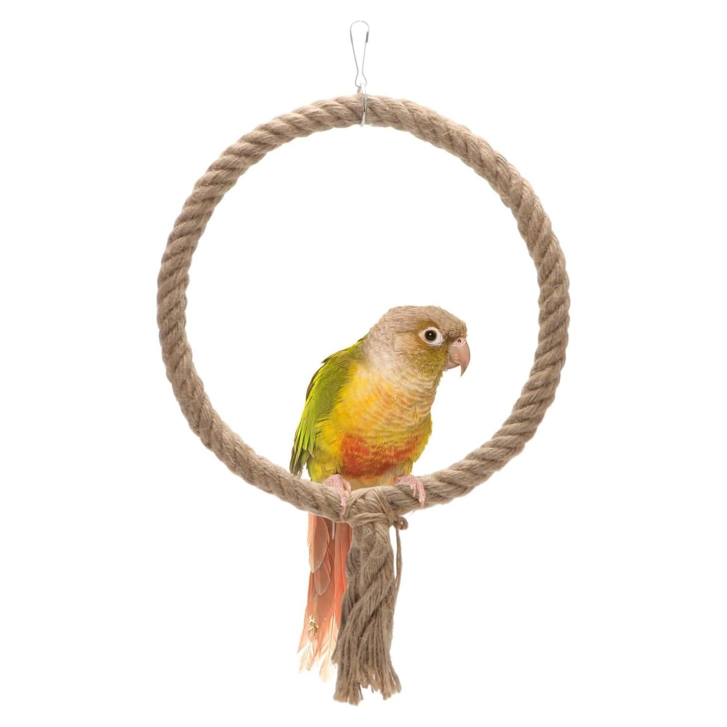 Columpio de Cuerda para Aves Wontee - Perchero Redondo 20.96x33.94cm