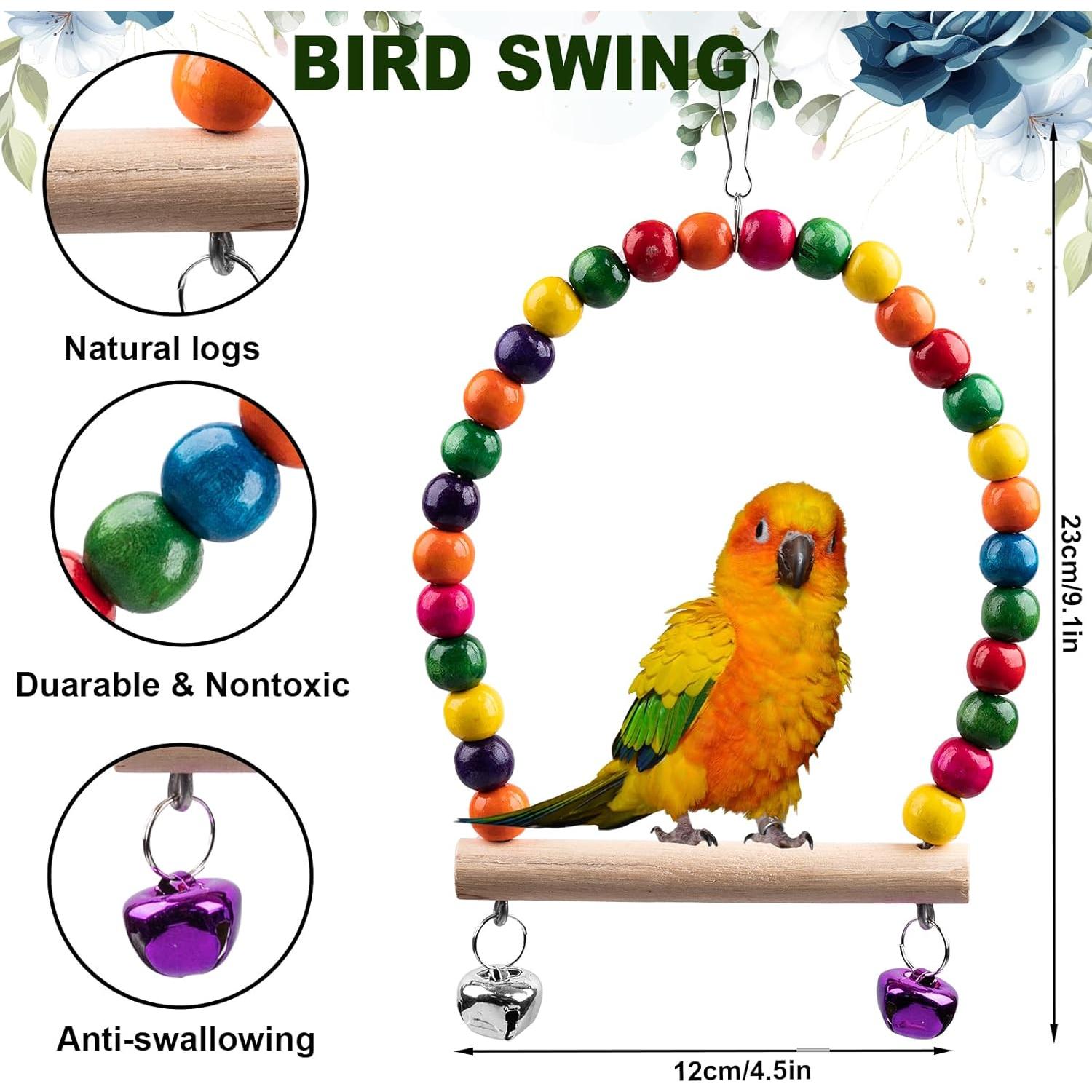 Juguetes para Aves 7 Piezas JINJINANV - Columpios y Escalera 20 cm