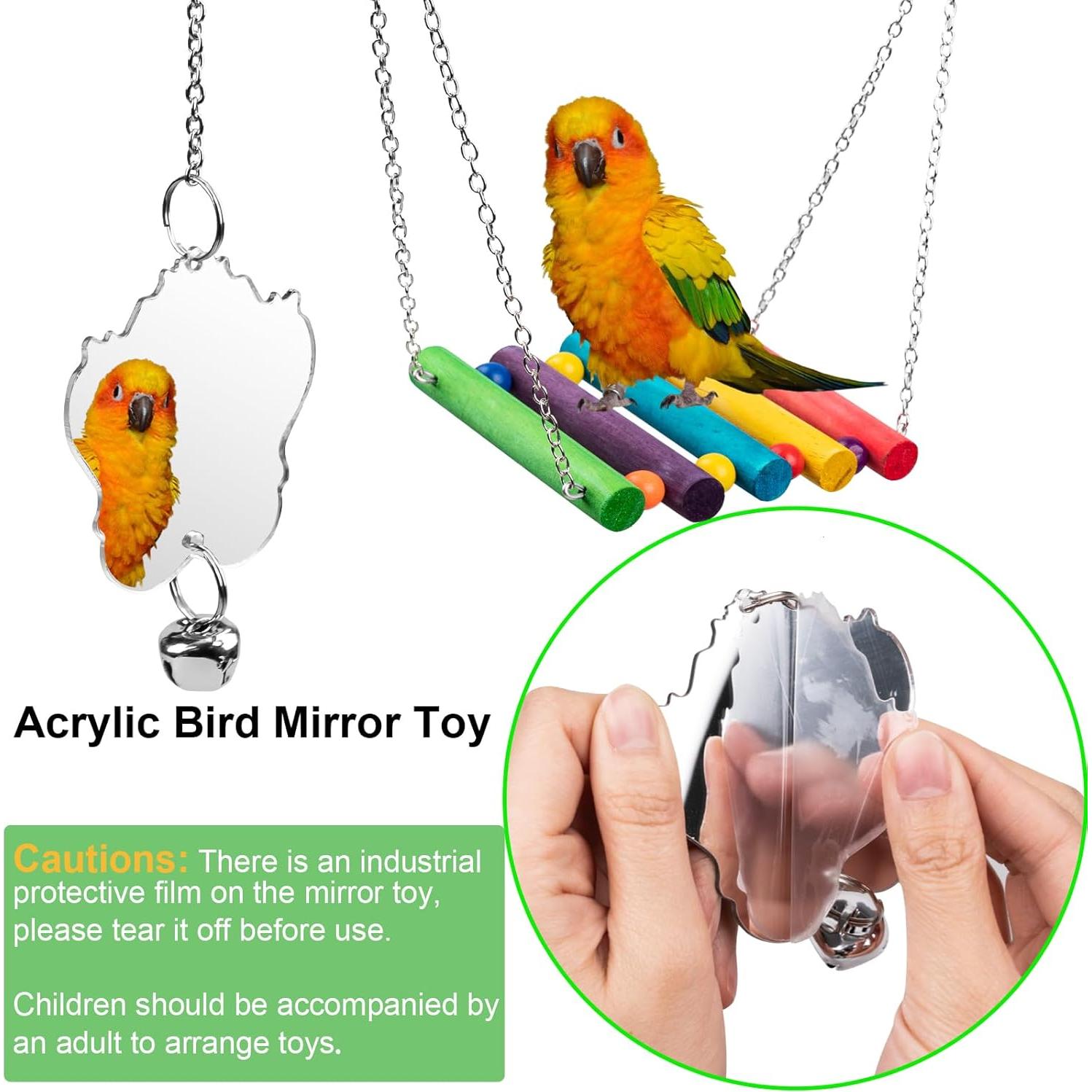 Juguetes para Aves 7 Piezas JINJINANV - Columpios y Escalera 20 cm