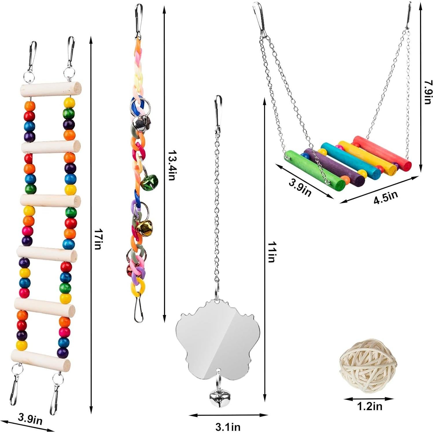 Juguetes para Aves 7 Piezas JINJINANV - Columpios y Escalera 20 cm