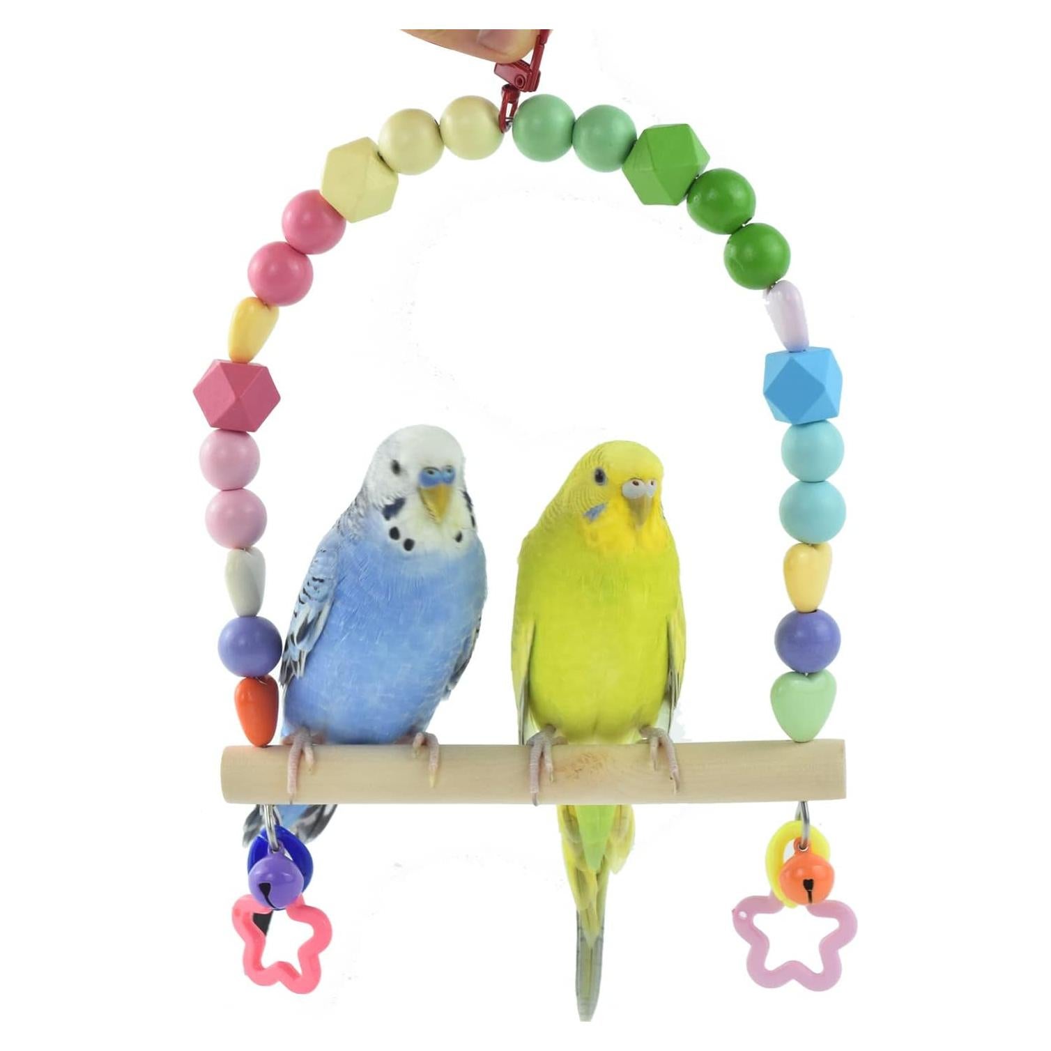 Columpio de Madera Grande GUANLANT para Aves con Cuentas