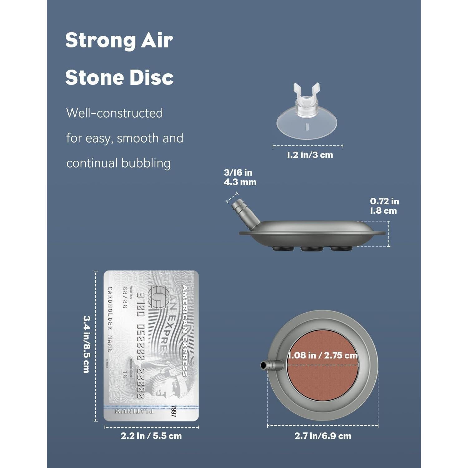 Piedra de aire Pawfly 6.86 cm para acuarios con ventosas