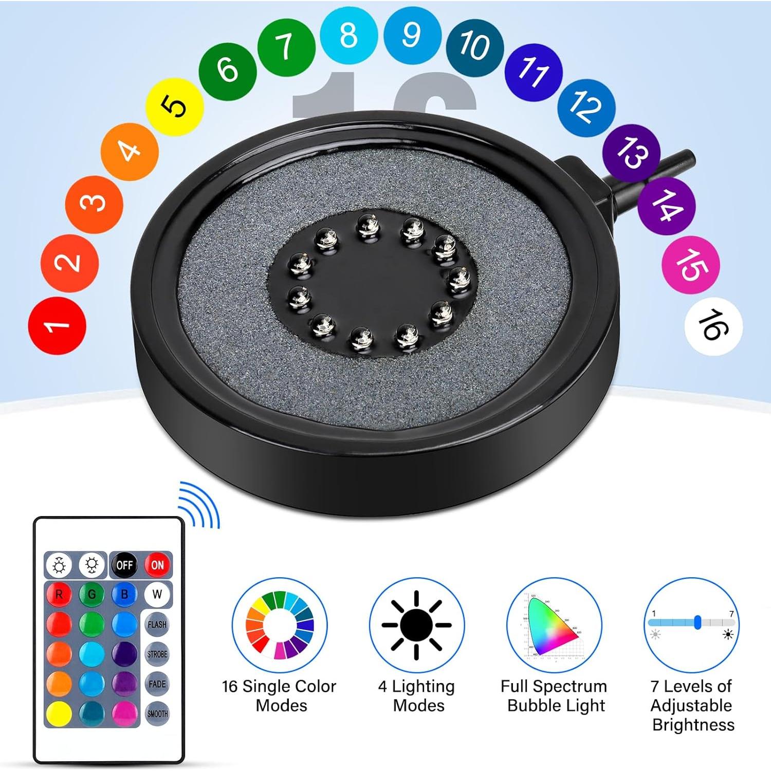 Luz de burbujas para acuario Fishkeeper FK019 LED 16 colores