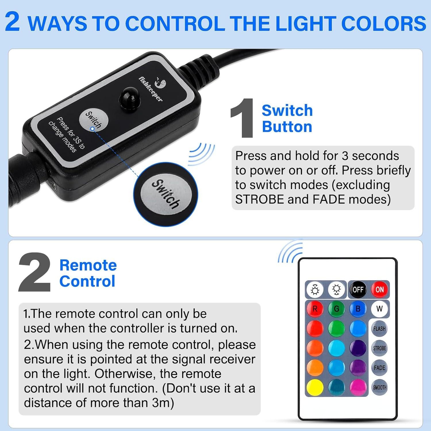 Luz de burbujas para acuario Fishkeeper FK019 LED 16 colores