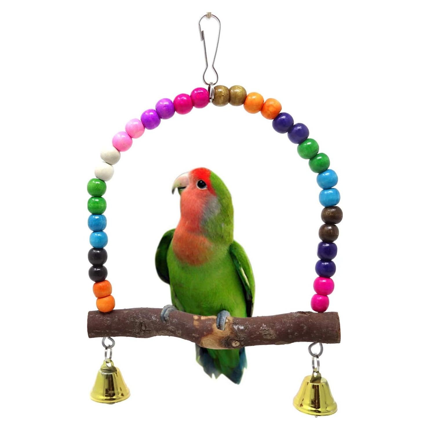 Columpio de Madera Honbay para Aves Pequeñas 16x15cm