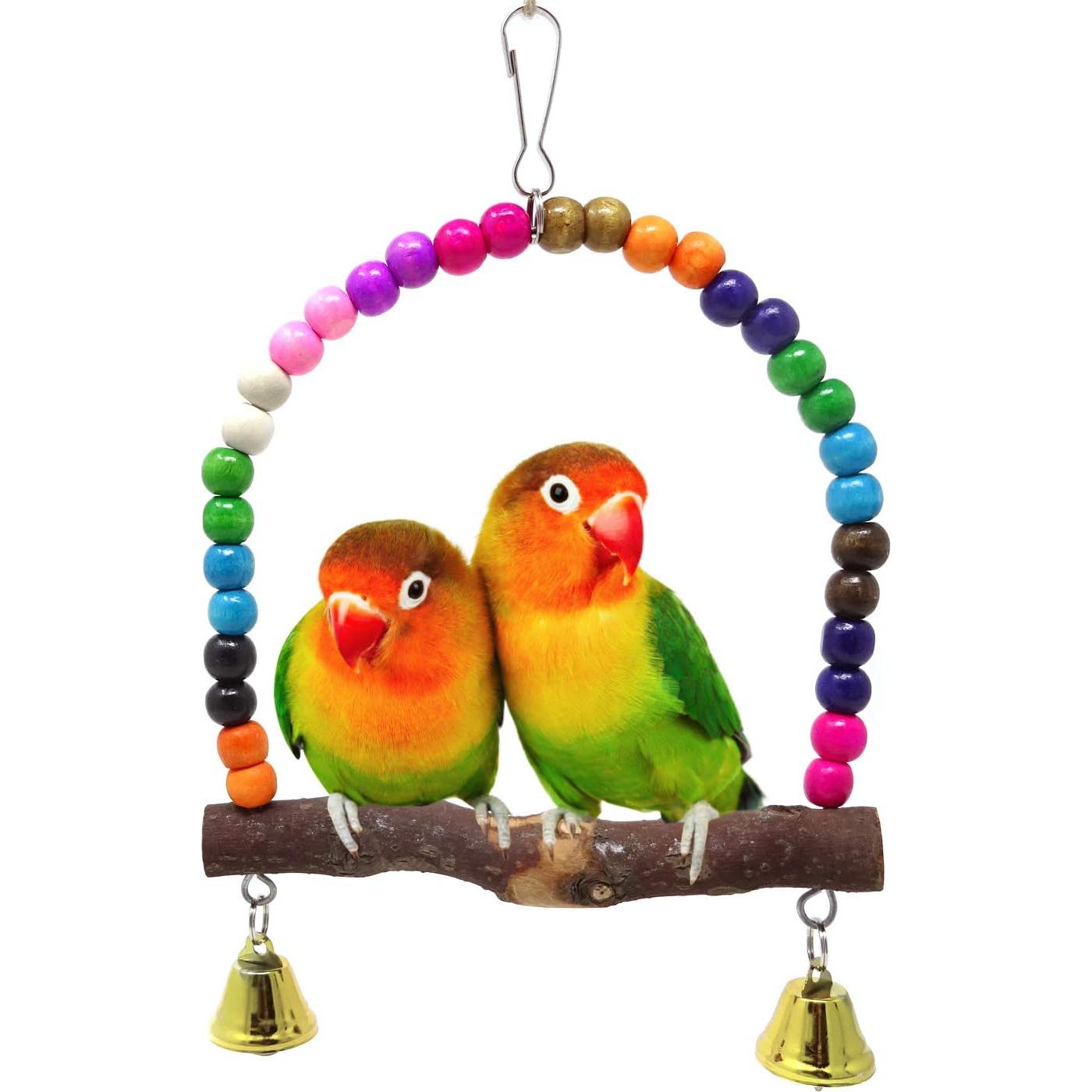 Columpio de Madera Honbay para Aves Pequeñas 16x15cm